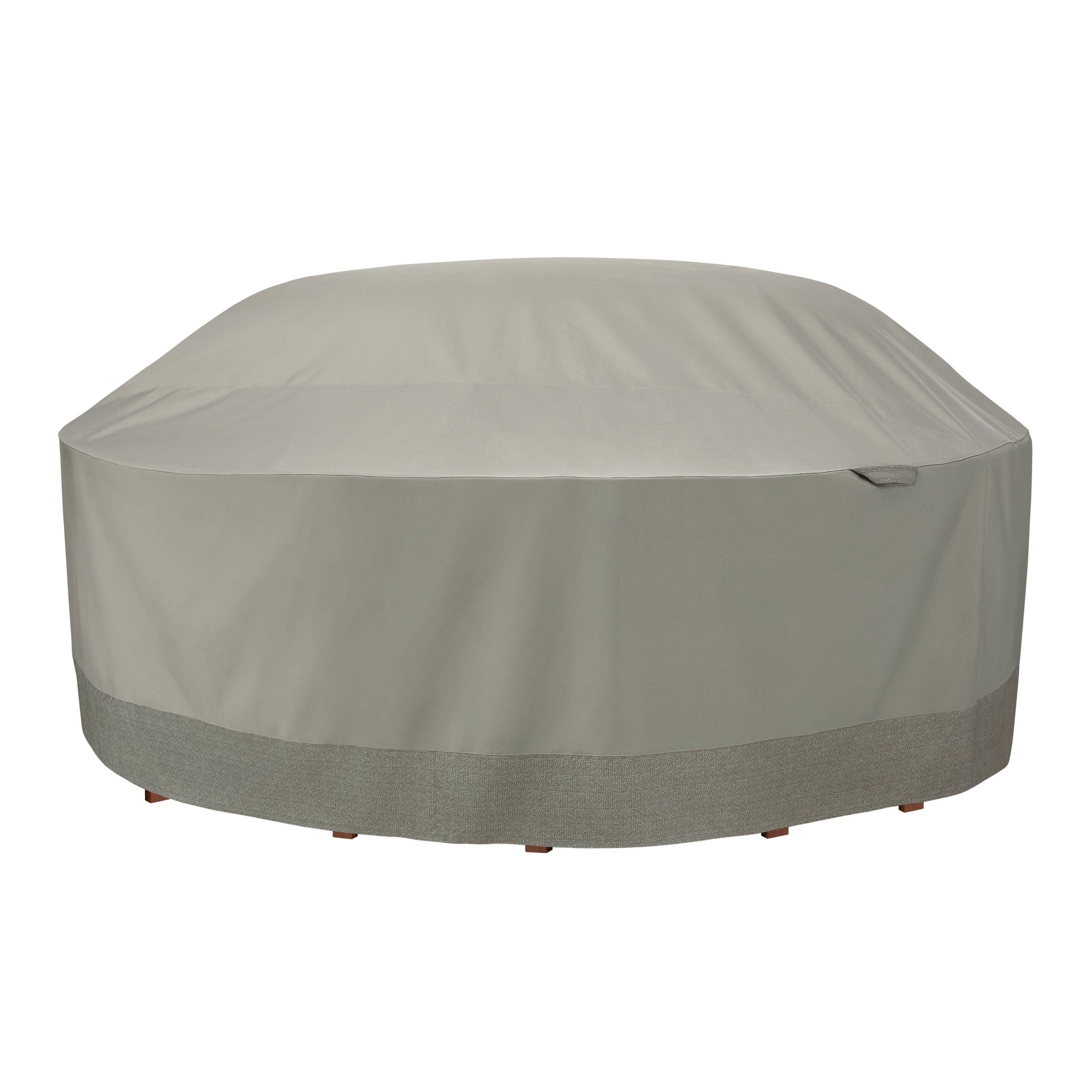 Duck Covers Weekend Water-Resistant 106 inch Outdoor Round Table Chair Cover with Integrated Duck Dome, Moon Y1BBTO_SBD5 Duck Covers Weekend Water-Resistant 106 inch Outdoor Round Table Chair Cover with Integrated Duck Dome, Moon Y1BBTO_SBD5