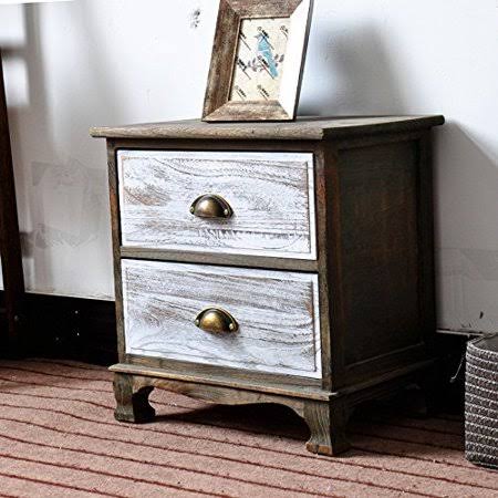 DL-Furniture Fully Assembled 2 Tone Finish Night Stand 2 Drawer Storage Shelf Organizer 100% Light Weight Basswood 2 Tone VPBBXD_F5LO
