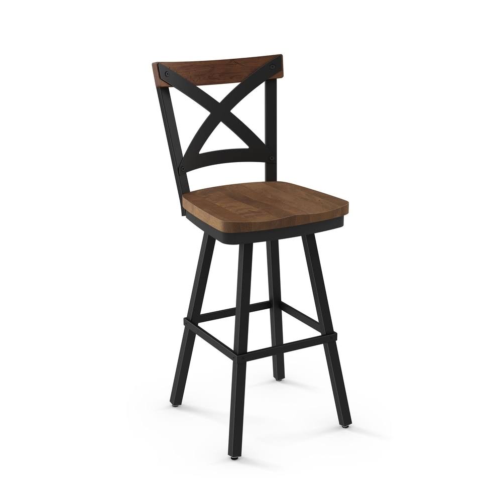 Carbon Loft Prescoft Swivel Metal Stool with Wood Seat (Black Metal/Beige Wood - Bar Height - 29-32 in.) QGTECJ_M815 Carbon Loft Prescoft Swivel Metal Stool with Wood Seat (Black Metal/Beige Wood - Bar Height - 29-32 in.) QGTECJ_M815