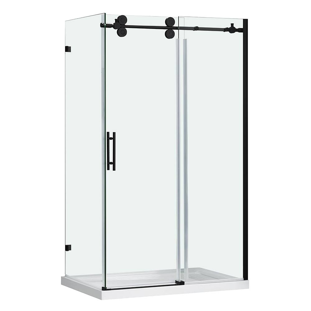 Ove Decors Sydney 32-in Black Shower Glass Side Panel Stainless Steel | 15SG1-SYDN32-ZQXYZN_CQCS