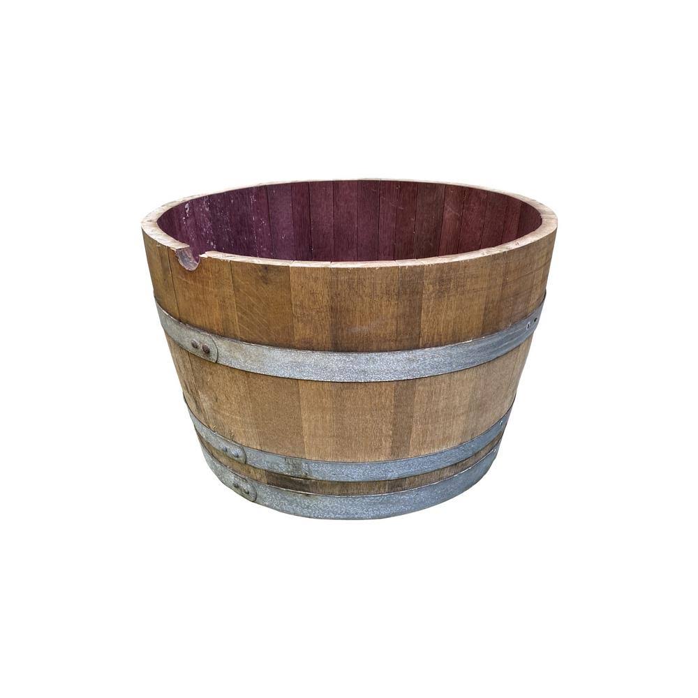 27.5 in. Wood Oak Wine Barrel Planter, Brown AECG2L_DMXT 27.5 in. Wood Oak Wine Barrel Planter, Brown AECG2L_DMXT