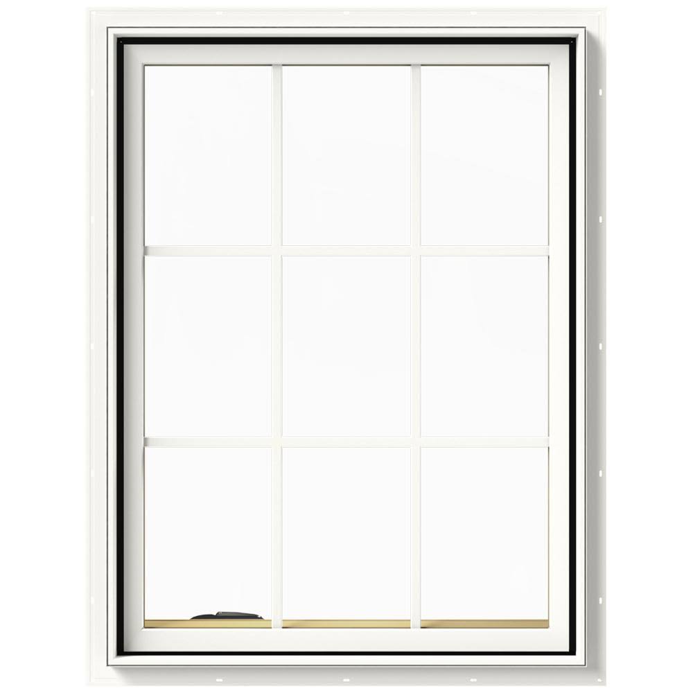 JELD-WEN 30 in. x 40 in. W-2500 Series White Painted Clad Wood Left-Handed Casement Window with Colonial Grids/GYSEVS_CWX1
