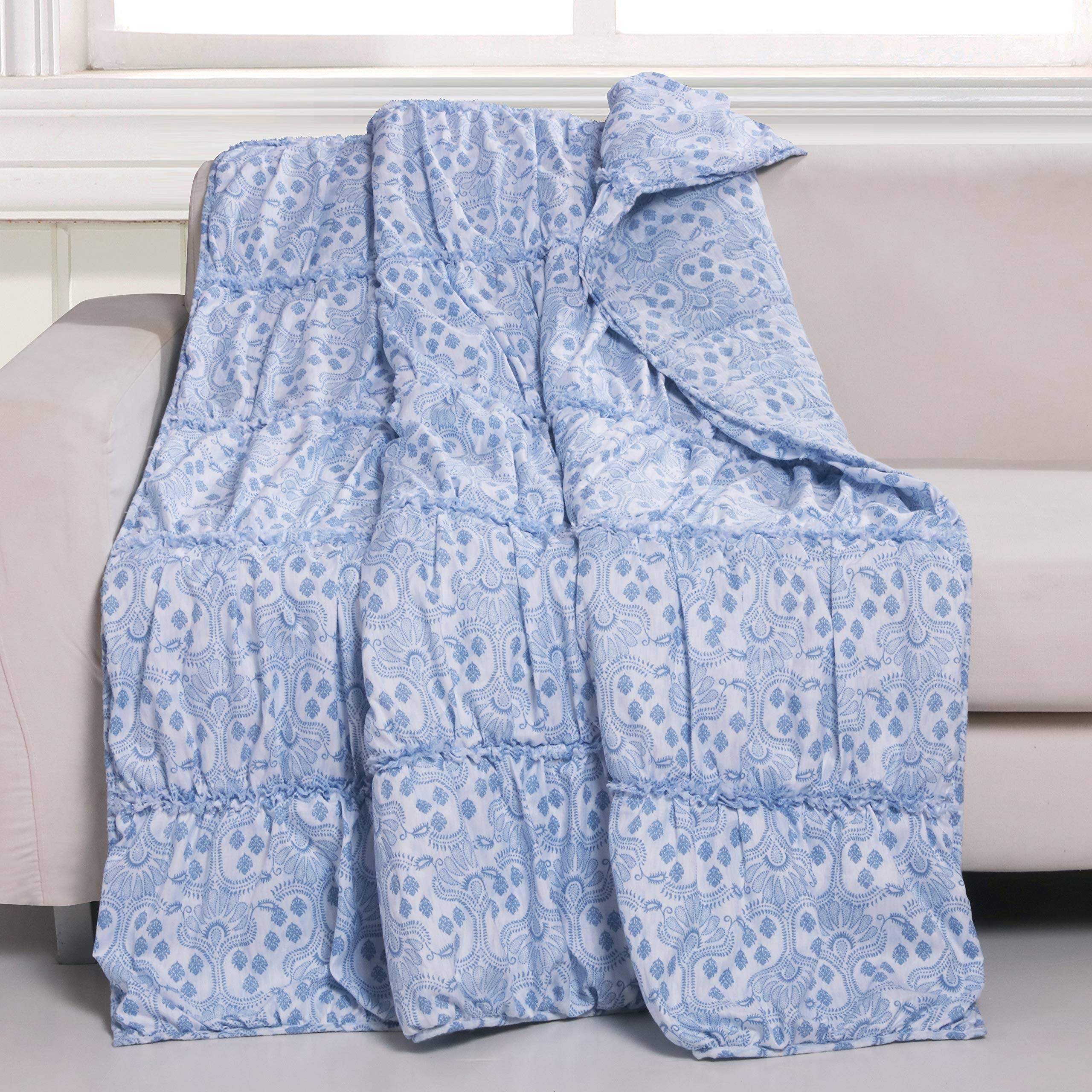 Greenland Home Helena Ruffle Blue Throw, 50x60 PSNU8B_AJWM Greenland Home Helena Ruffle Blue Throw, 50x60 PSNU8B_AJWM