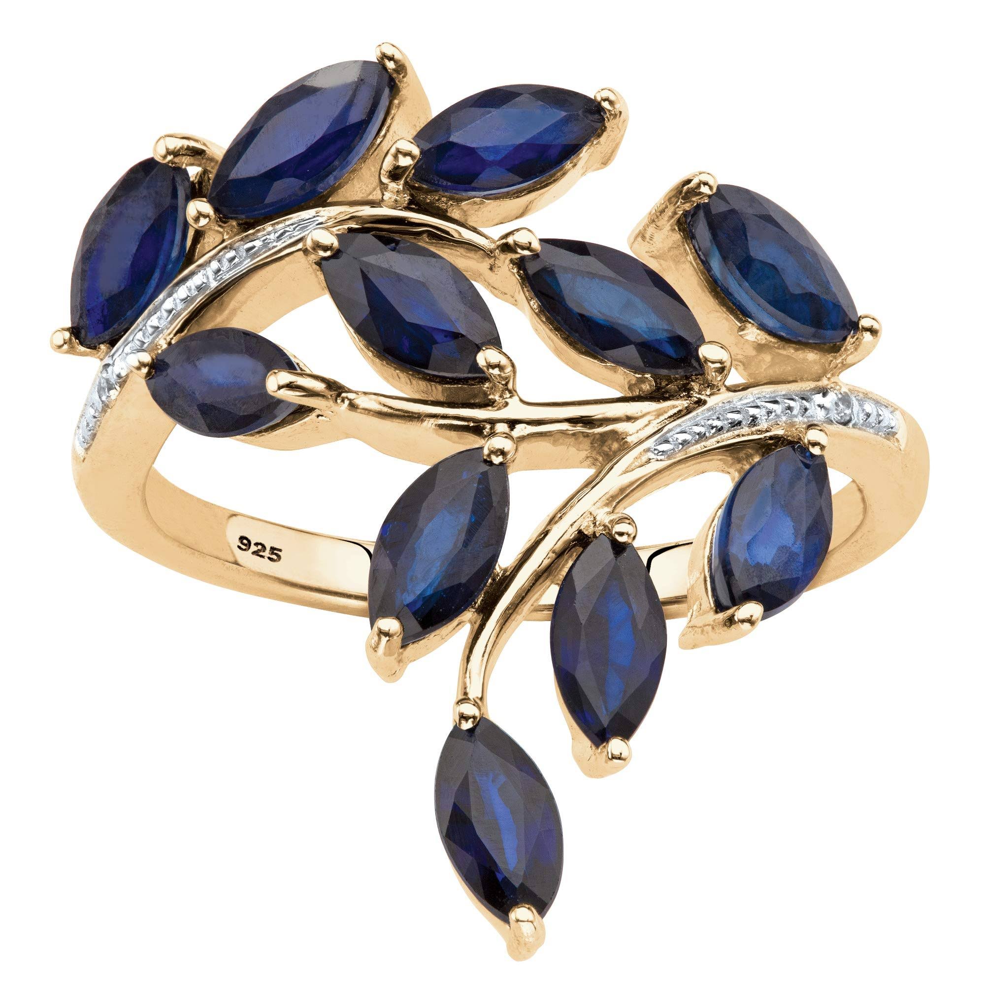 2 64 TCW Genuine Marquise-Cut Midnight Blue Sapphire Ring in 18K Gold Over Sterling Y0KJHU_OYGW 2 64 TCW Genuine Marquise-Cut Midnight Blue Sapphire Ring in 18K Gold Over Sterling Y0KJHU_OYGW