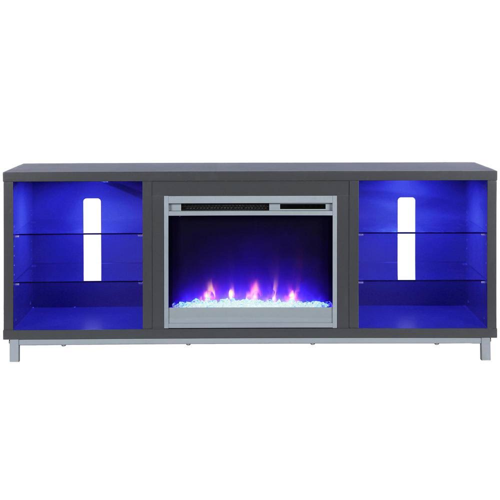 Ameriwood Cleavland 64.76 in. Freestanding Electric Fireplace TV Stand in Graphite QKZY9K_FBEL Ameriwood Cleavland 64.76 in. Freestanding Electric Fireplace TV Stand in Graphite QKZY9K_FBEL