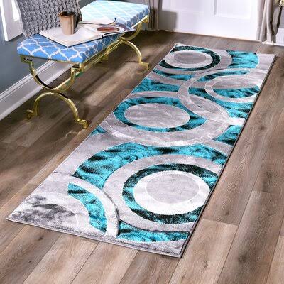 Adonia Geometric Turquoise/Gray Area Rug Wrought Studio Rug Size Runner 2' x 12' QKMIKB_EAOK Adonia Geometric Turquoise/Gray Area Rug Wrought Studio Rug Size Runner 2' x 12' QKMIKB_EAOK
