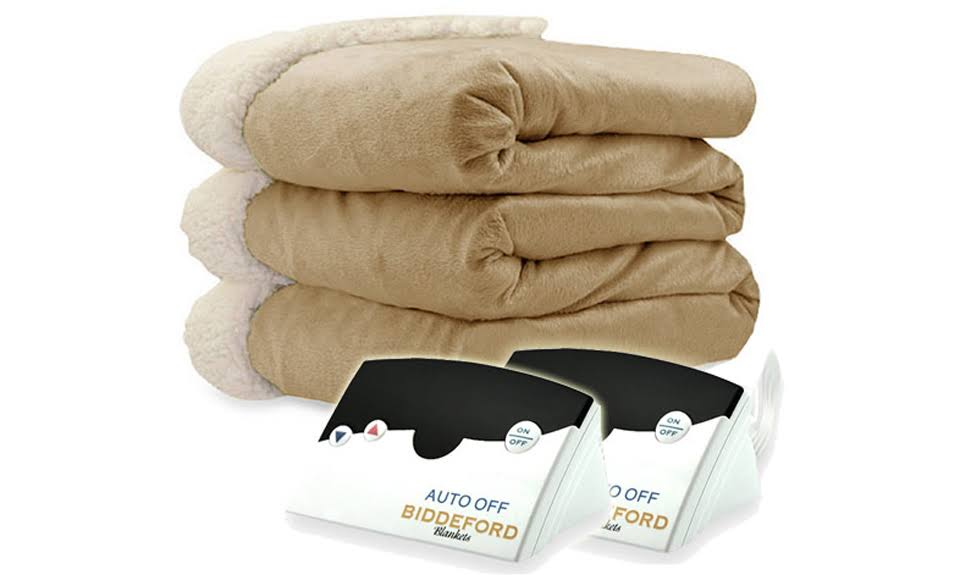 Biddeford Micro Mink and Sherpa Heated Blanket Queen TTUSZC_FKGE