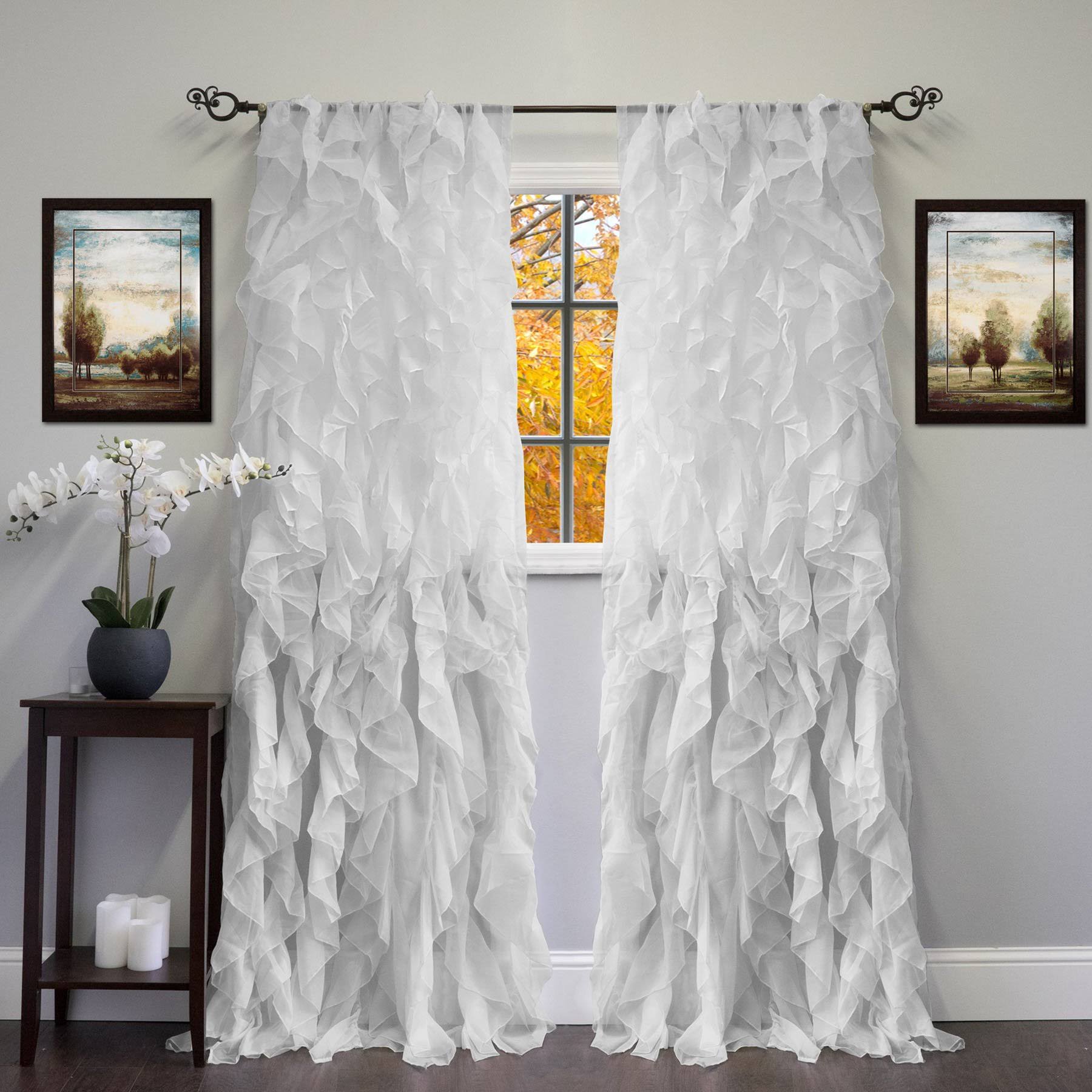 Chic Sheer Voile Ruffled Window Curtain, 2 Pack Silver / SXWOPU_W6HD Chic Sheer Voile Ruffled Window Curtain, 2 Pack Silver / SXWOPU_W6HD