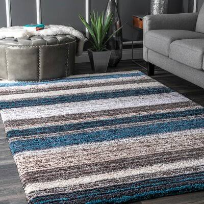 West Valley City Striped Handmade Tufted Brown/Teal Blue Area Rug Langley Street Rug Size Rectangle 7' x 9' FPVJAT_HQBP West Valley City Striped Handmade Tufted Brown/Teal Blue Area Rug Langley Street Rug Size Rectangle 7' x 9' FPVJAT_HQBP