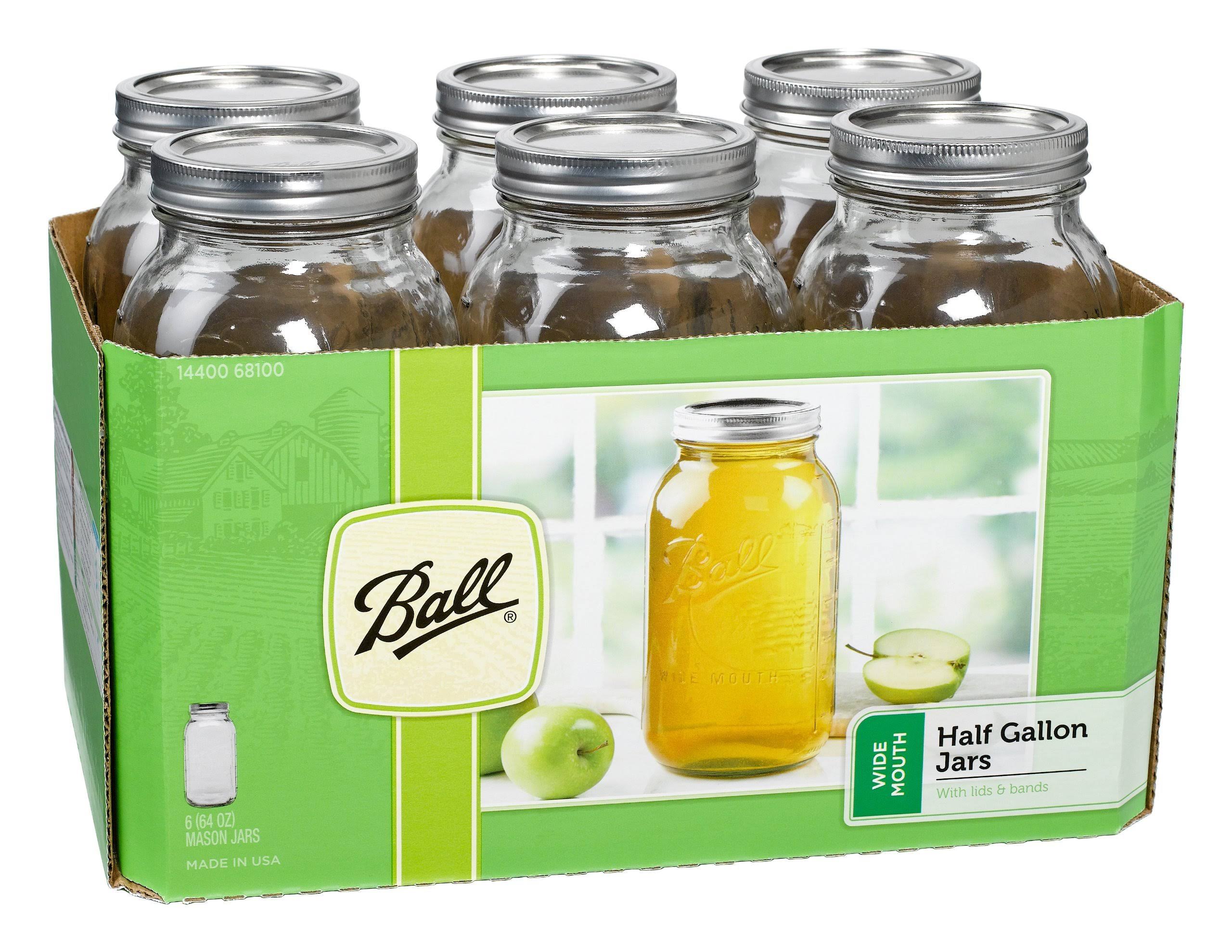 Ball Wide Mouth Half Gallon 64 oz Jars with Lids and Bands, Set of NSZXUR_EUTA Ball Wide Mouth Half Gallon 64 oz Jars with Lids and Bands, Set of NSZXUR_EUTA