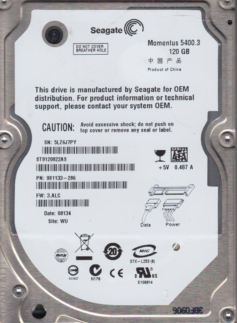 Seagate ST9120822AS 120GB SATA/150 5400RPM 8MB 2.5-inch Notebook Hard LK76MX_WXAQ Seagate ST9120822AS 120GB SATA/150 5400RPM 8MB 2.5-inch Notebook Hard LK76MX_WXAQ