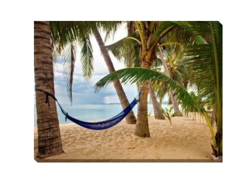 Green and Blue Hammock Outdoor Canvas Rectangular Wall Art Decor 00O3YO_R7HU