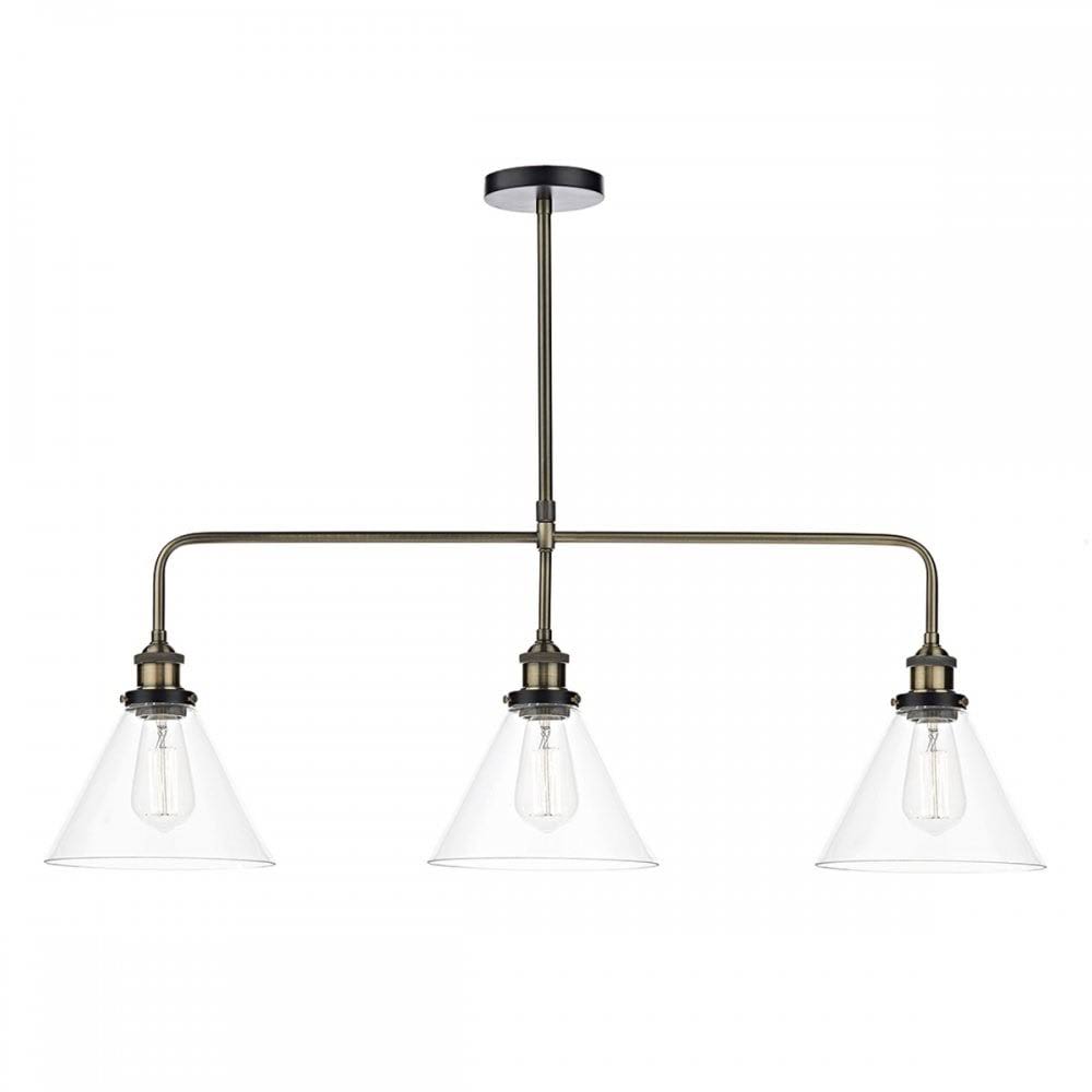 Dar Ray 3 Light Bar Pendant Antique Brass Clear Kitchen Island LOWW8Q_OUM6 Dar Ray 3 Light Bar Pendant Antique Brass Clear Kitchen Island LOWW8Q_OUM6