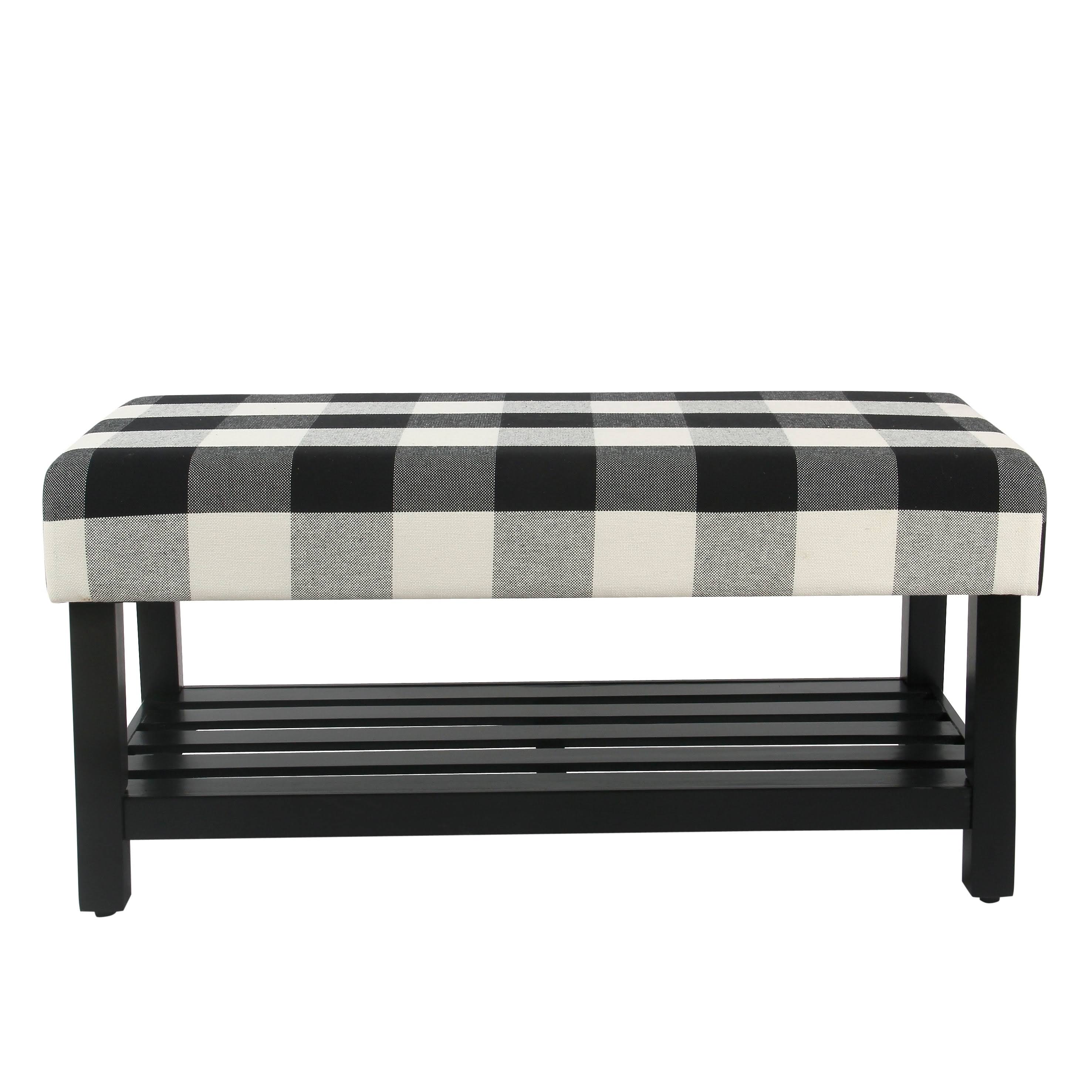 Decorative Bench with Wooden Black Plaid - R8IF0N_Q9MH Decorative Bench with Wooden Black Plaid - R8IF0N_Q9MH