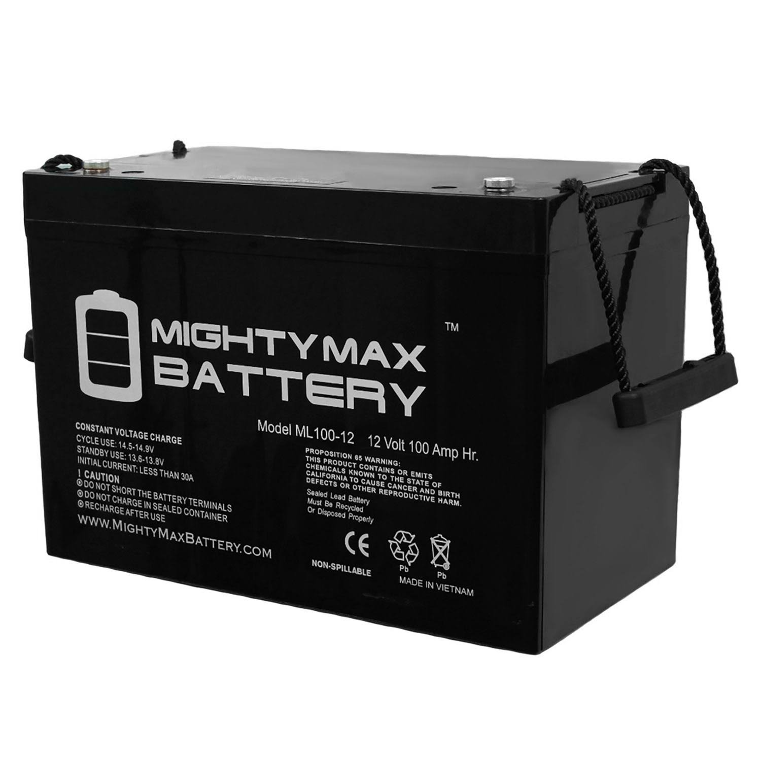 Mighty Max 12V 100Ah Battery for Minn Kota Trolling Motor Power SETEAE_52DP Mighty Max 12V 100Ah Battery for Minn Kota Trolling Motor Power SETEAE_52DP