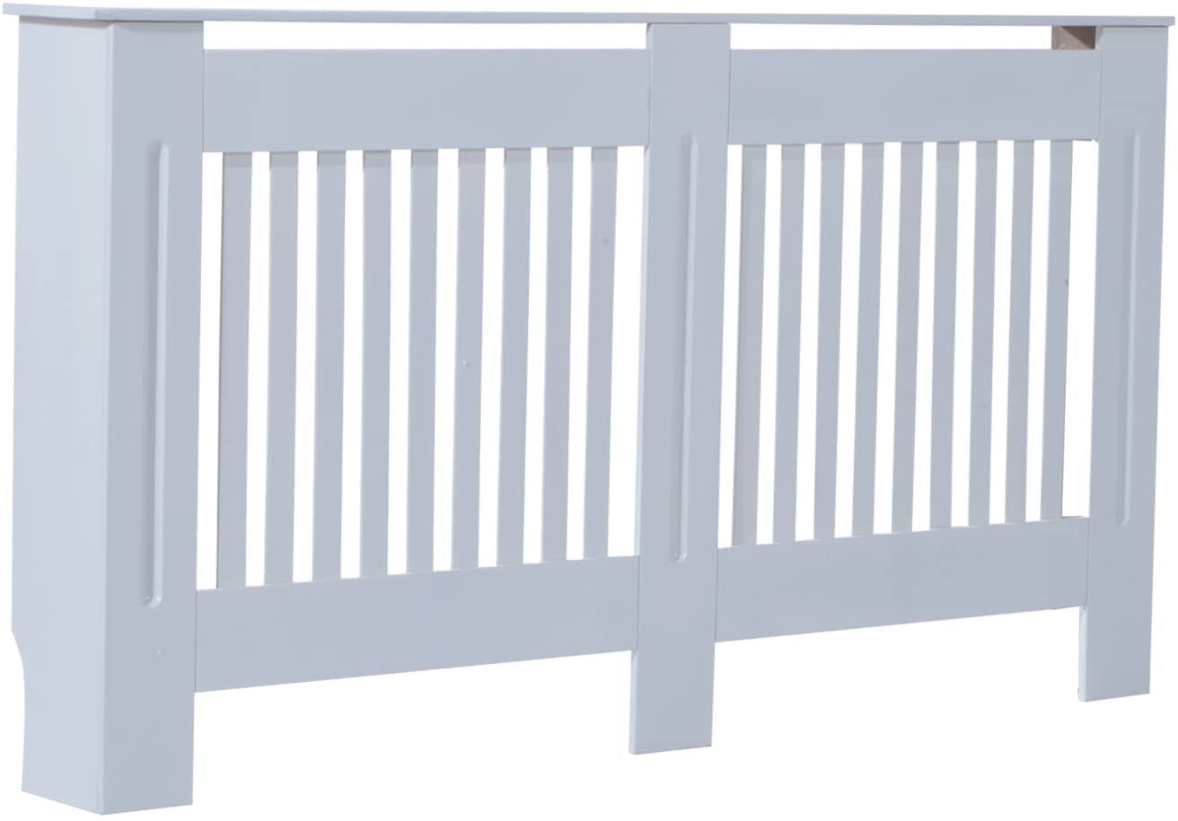 HOMCOM Slatted Radiator Cover Painted Cabinet MDF Lined Grill in White (152L x 19W x 81H cm) 3HUCY5_GZ0L HOMCOM Slatted Radiator Cover Painted Cabinet MDF Lined Grill in White (152L x 19W x 81H cm) 3HUCY5_GZ0L