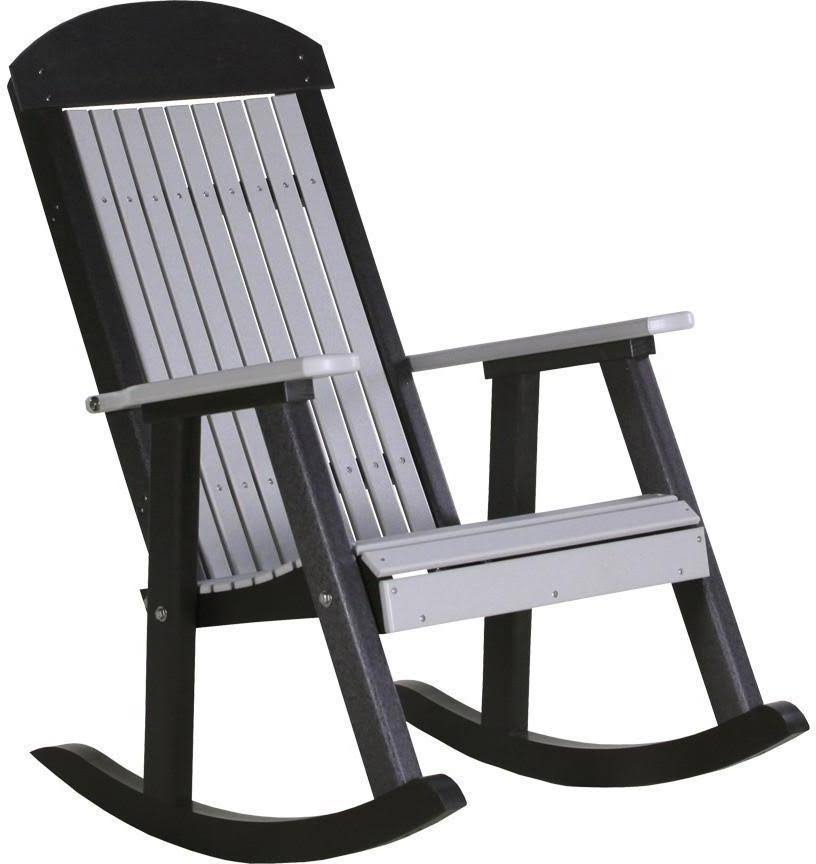 LuxCraft Classic Recycled Plastic Rocking Chair, Dove Gray on EYGZOM_VFQH LuxCraft Classic Recycled Plastic Rocking Chair, Dove Gray on EYGZOM_VFQH