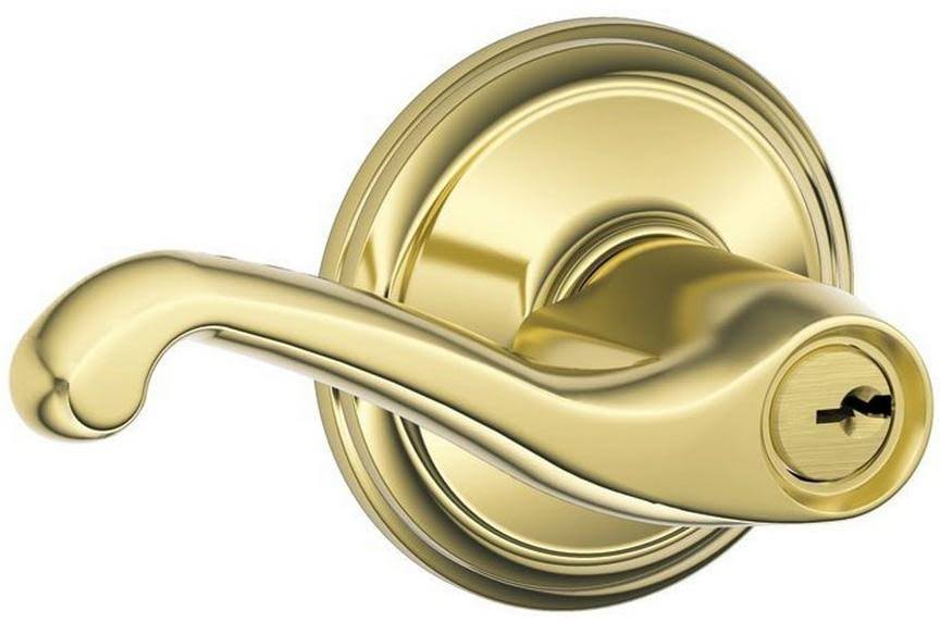 Schlage F51A Fla 605 Flair Lever Keyed Entry - Bright TYMWPG_RIXA Schlage F51A Fla 605 Flair Lever Keyed Entry - Bright TYMWPG_RIXA