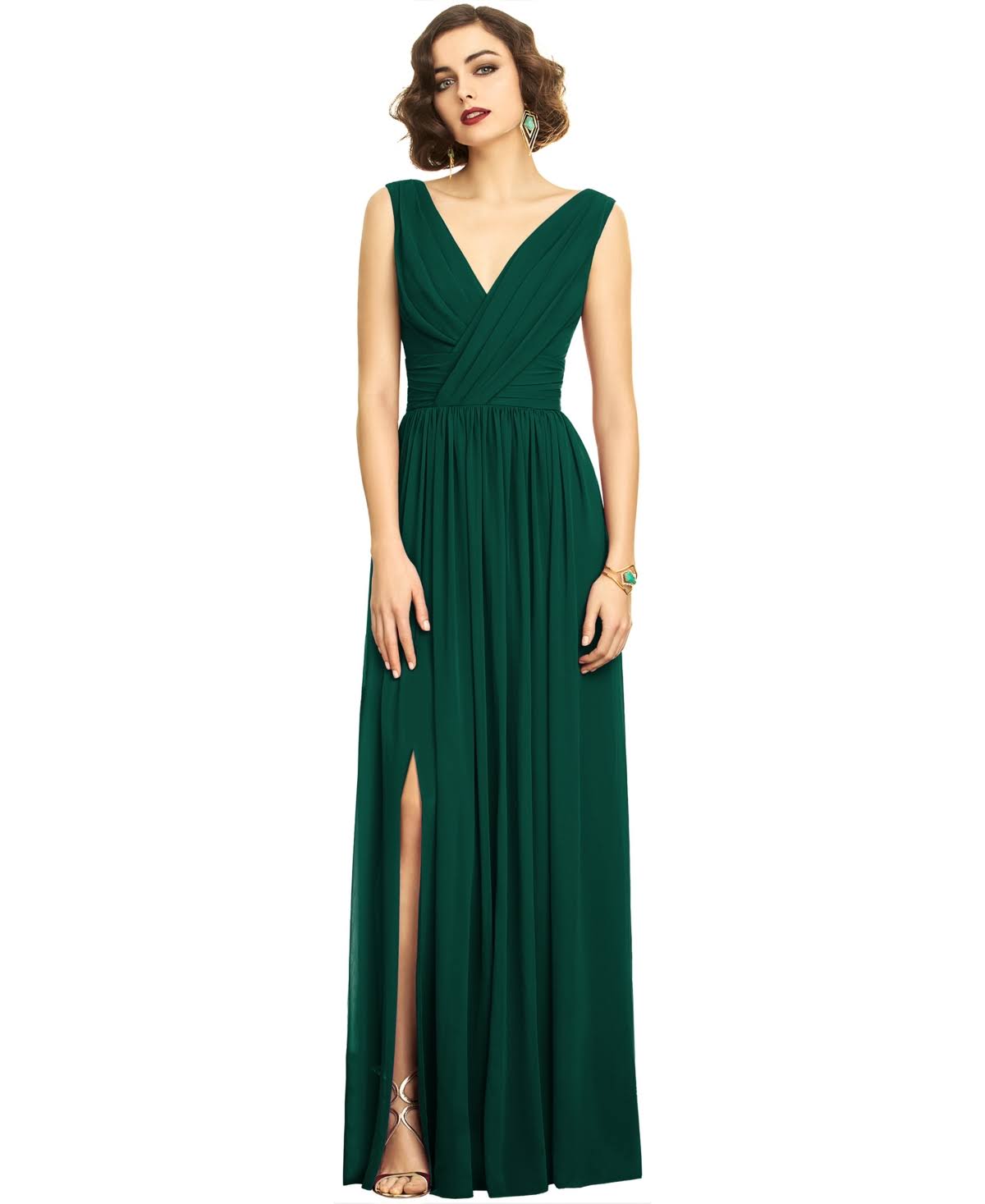 Dessy Collection Shirred Chiffon Gown - Hunter 529D7M_DTM8 Dessy Collection Shirred Chiffon Gown - Hunter 529D7M_DTM8