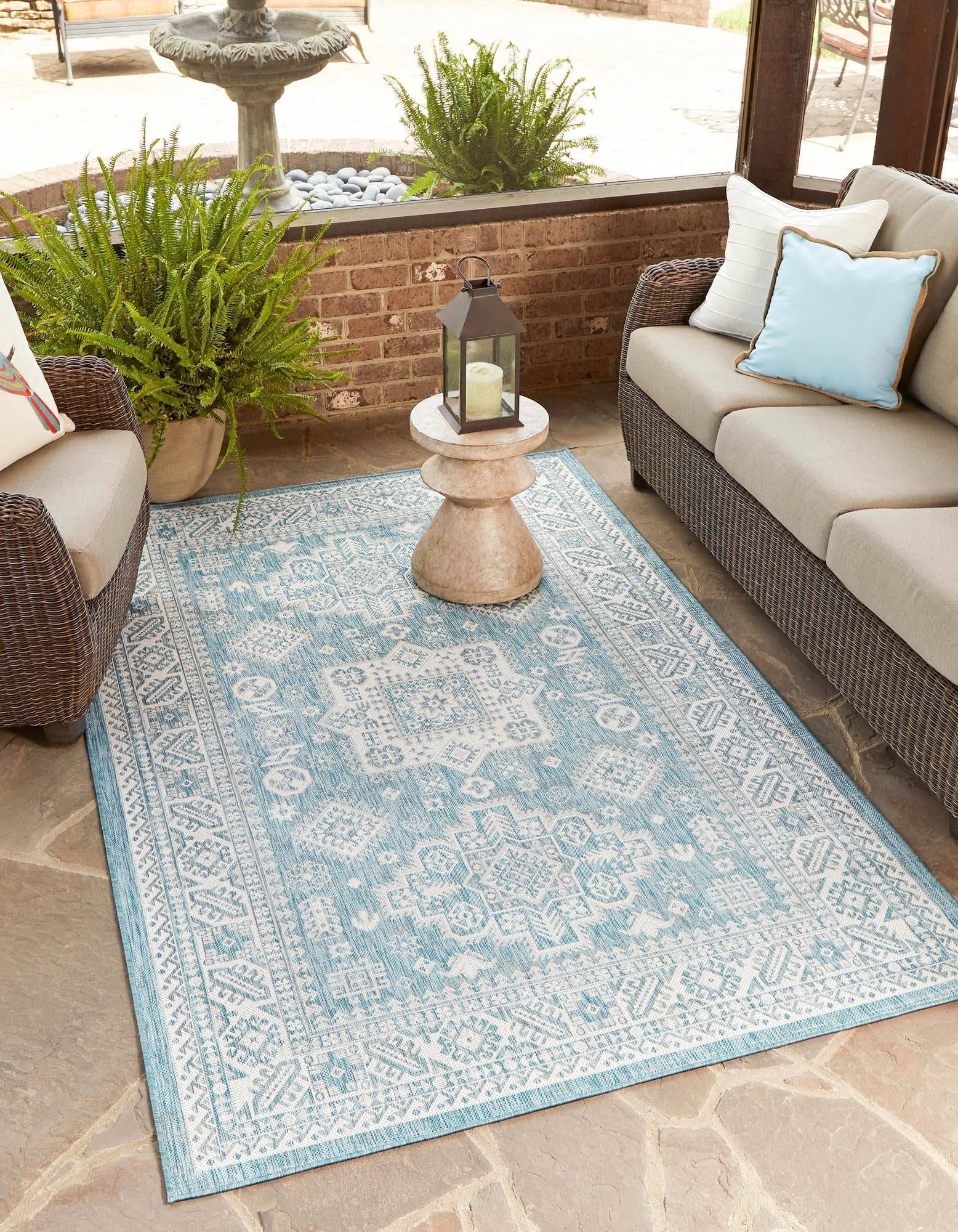 Outdoor Aztec 5x8 Aqua Blue Area Rug Indoor Outdoor LF22HQ_FO0P Outdoor Aztec 5x8 Aqua Blue Area Rug Indoor Outdoor LF22HQ_FO0P