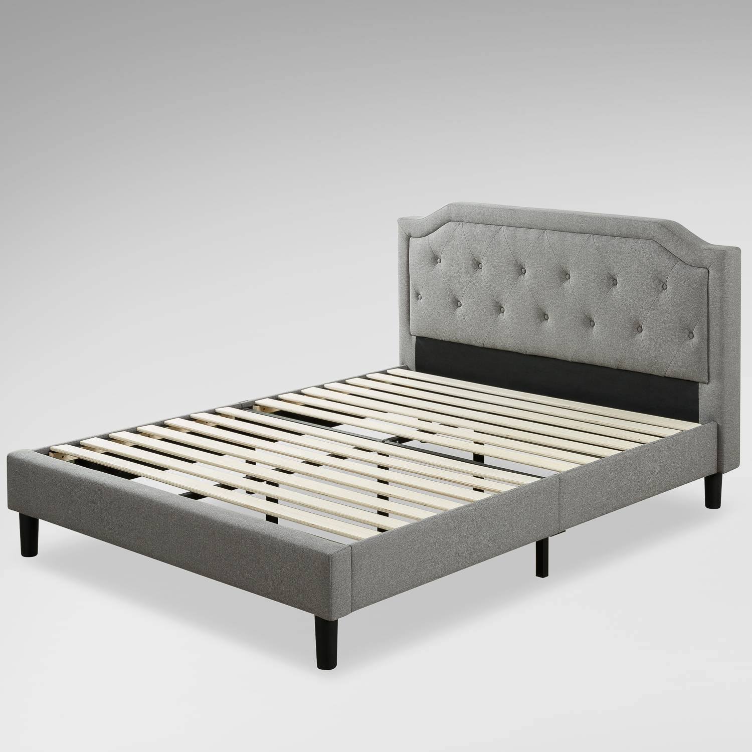 King Kellen Upholstered Scalloped Platform Bed Gray - 91RBFP_YSHQ King Kellen Upholstered Scalloped Platform Bed Gray - 91RBFP_YSHQ