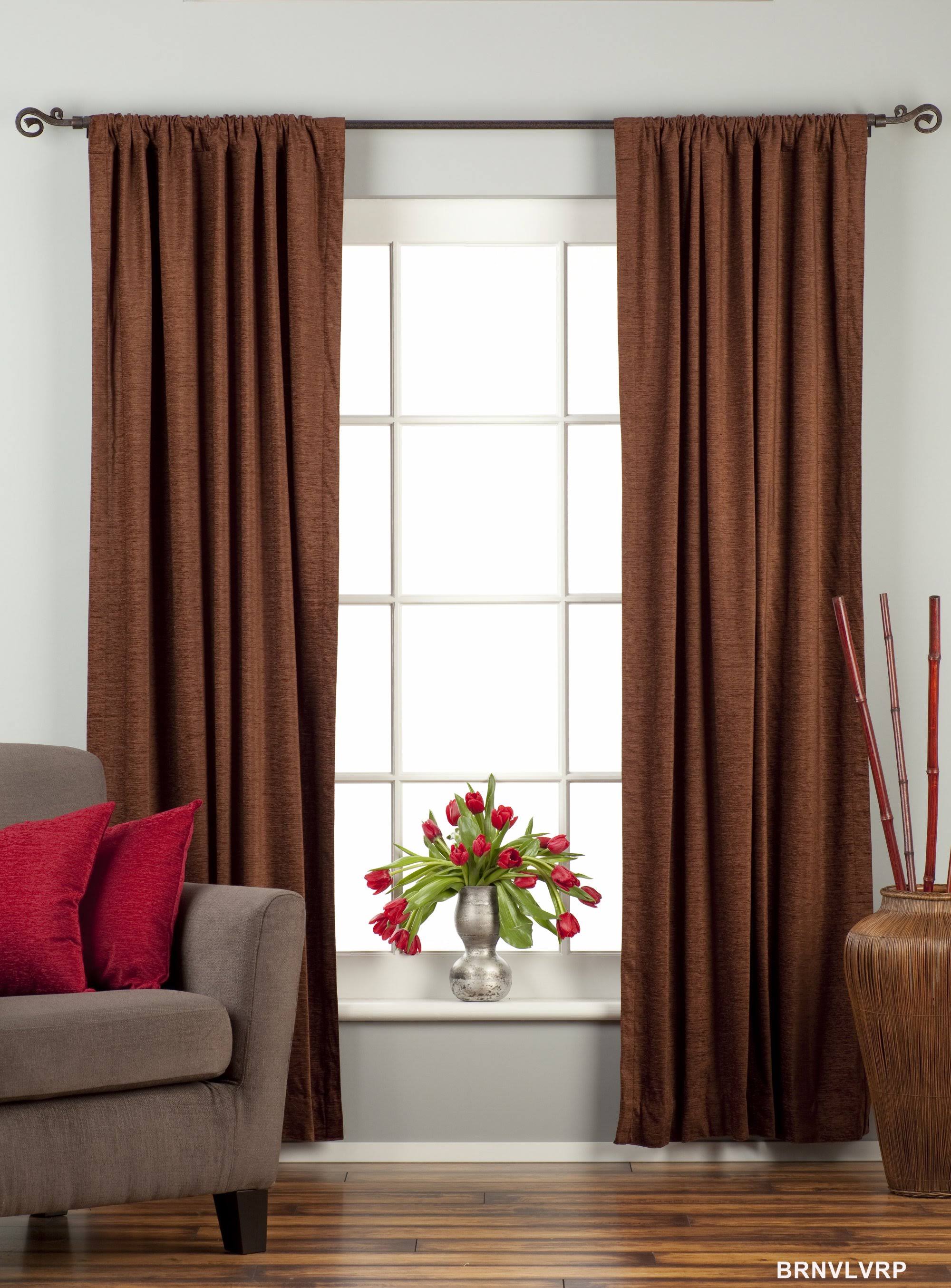 Brown Rod Pocket Velvet Curtain / Drape / Panel - DA74ZY_ZEBK Brown Rod Pocket Velvet Curtain / Drape / Panel - DA74ZY_ZEBK