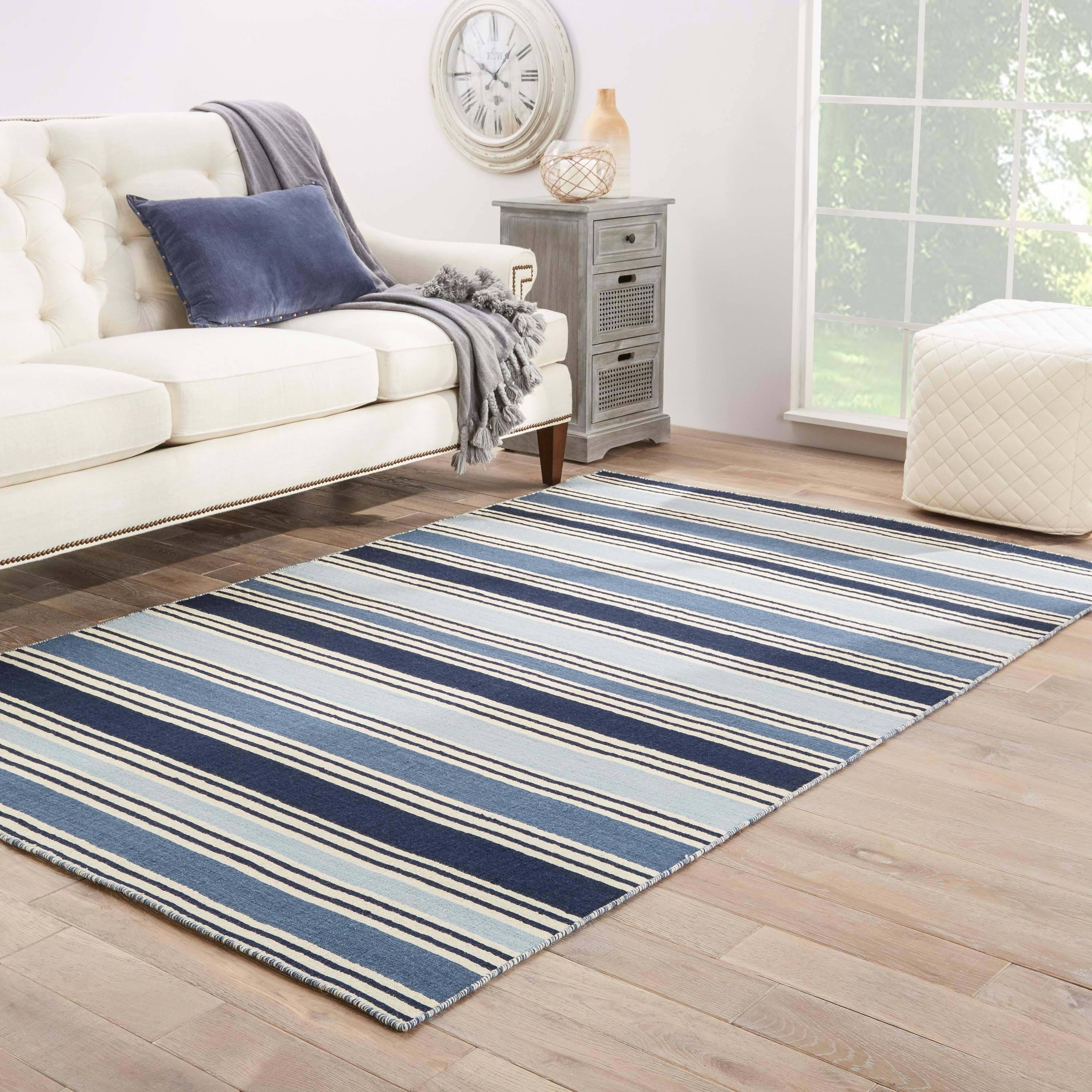 Juniper Home Lancaster Handmade Stripe Blue/ White Area Rug - 2' x 3' KXODZW_HUOJ Juniper Home Lancaster Handmade Stripe Blue/ White Area Rug - 2' x 3' KXODZW_HUOJ