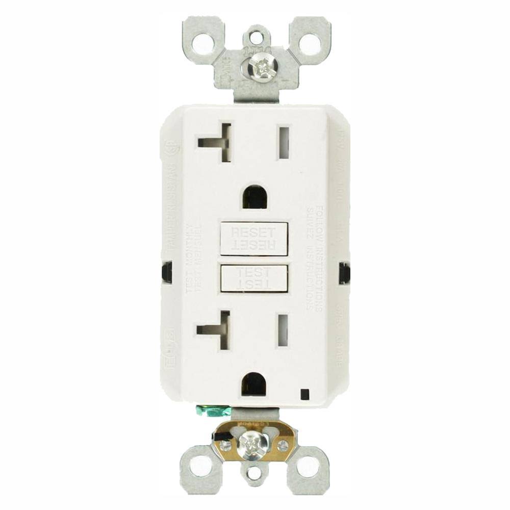 Leviton 20 Amp Self-Test SmartlockPro Slim Duplex Tamper Resistant GFCI Outlet, White (6-Pack) C2KSUV_FZDO
