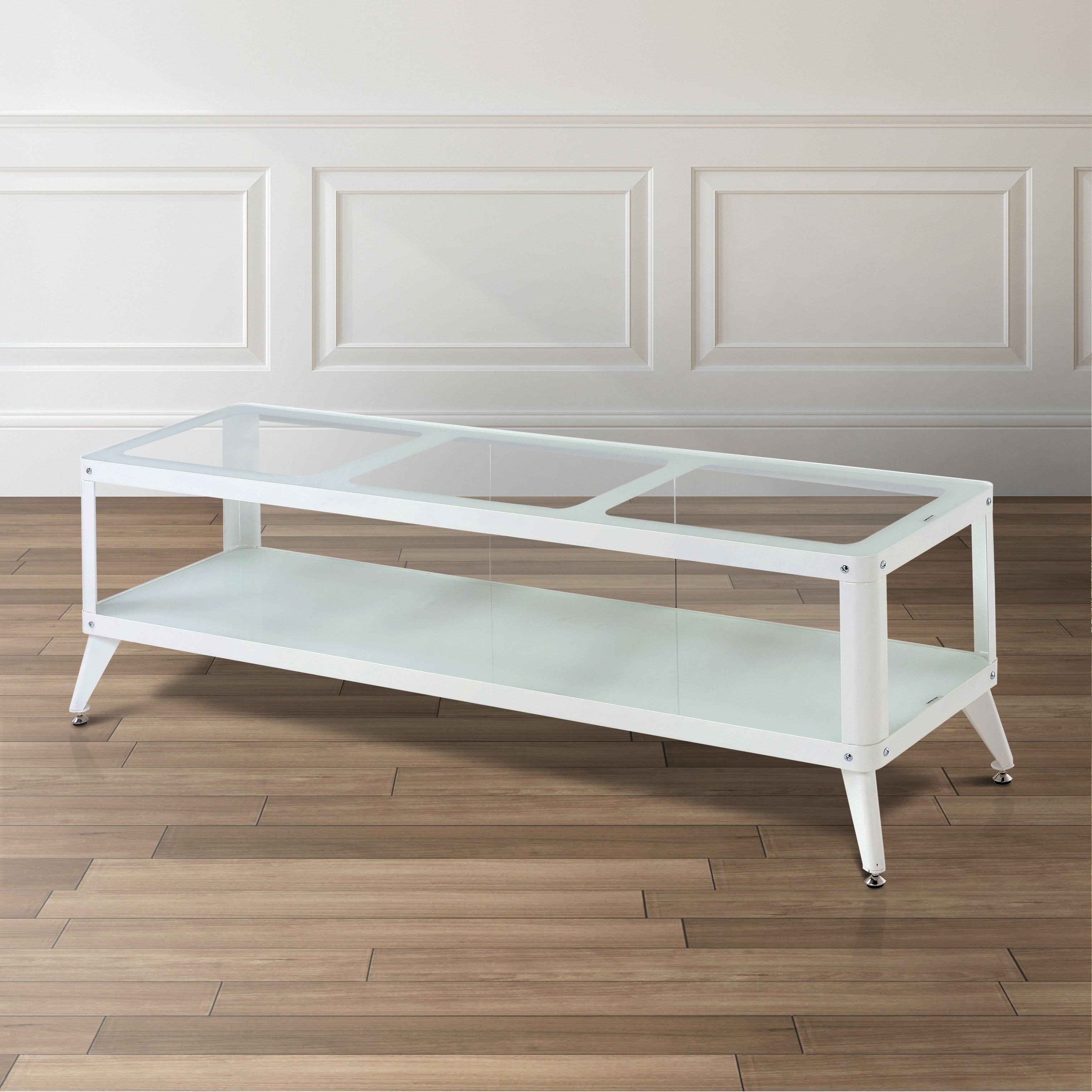 Furniture of America Hind Modern Metal Glass Top 1-Shelf TV Stand - 60 inch - CP7RZK_LTJB Furniture of America Hind Modern Metal Glass Top 1-Shelf TV Stand - 60 inch - CP7RZK_LTJB
