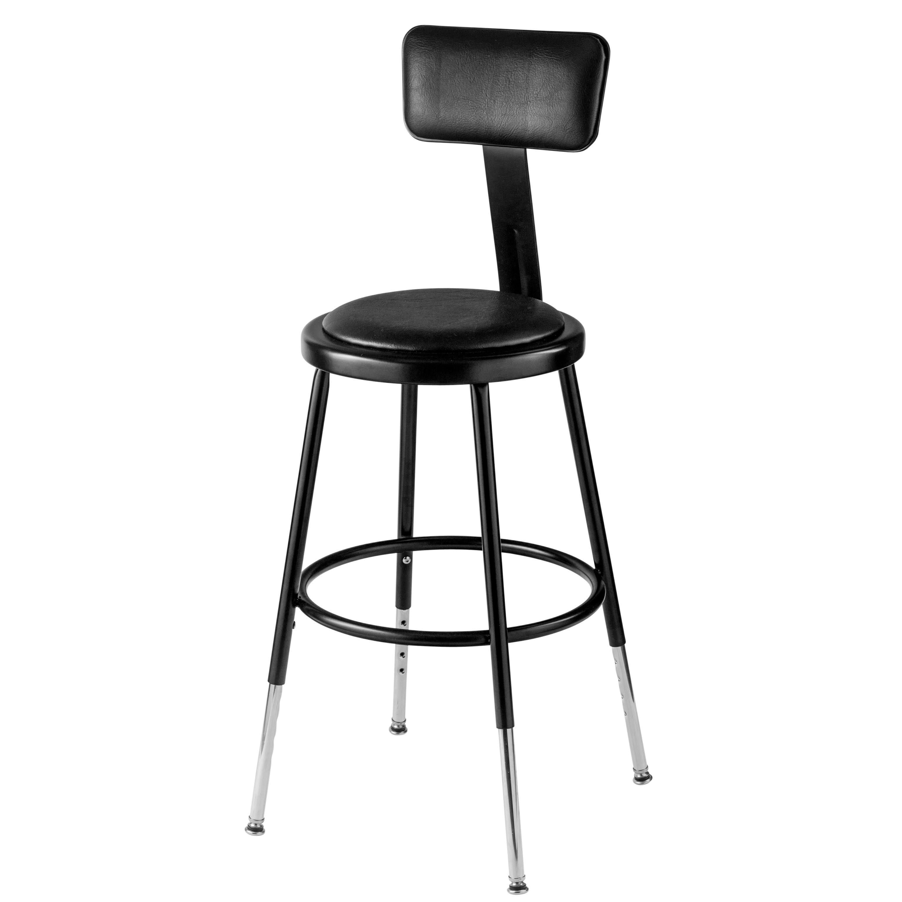 Black Vinyl Adjustable Height Padded Stool with backrest  C9E7VC_8SXZ