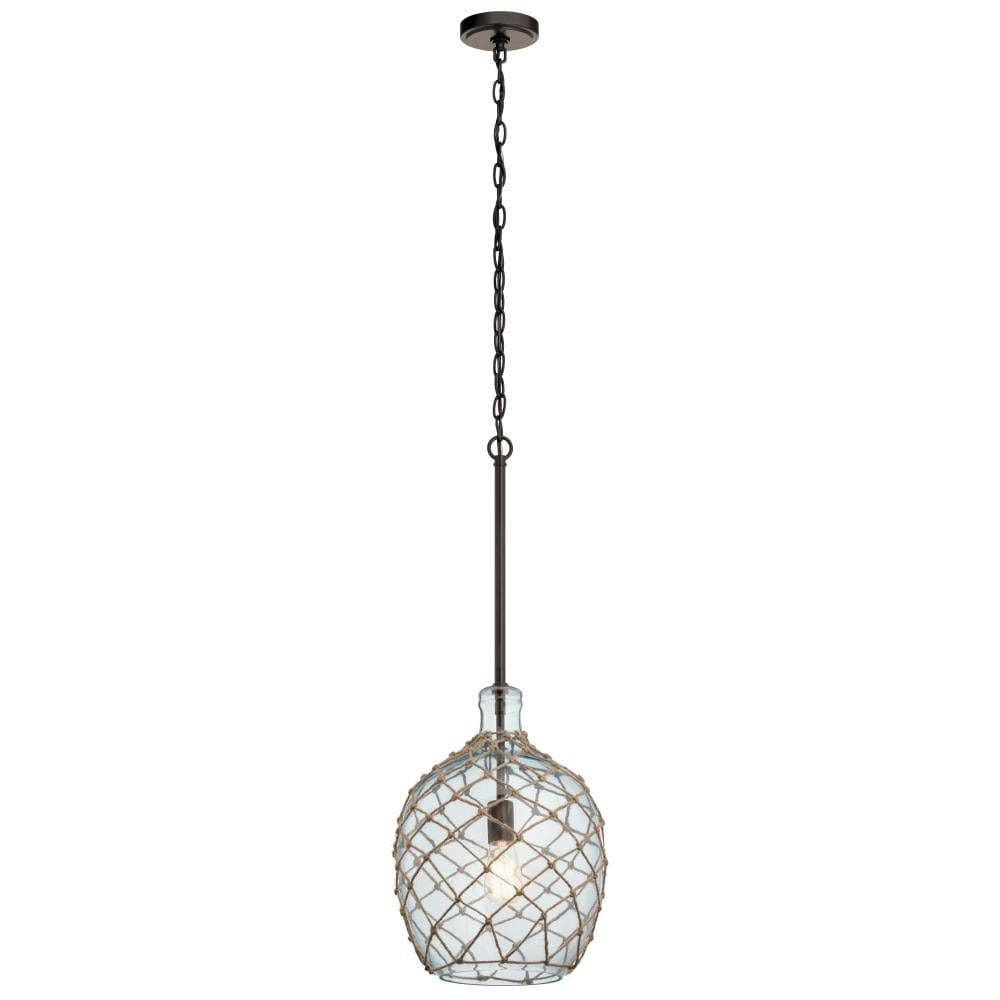 Kichler 82294 Montane 1 Light Pendant in Olde Bronze with Green Tinted Clear Rope Accent 3S6GK5_GXSM