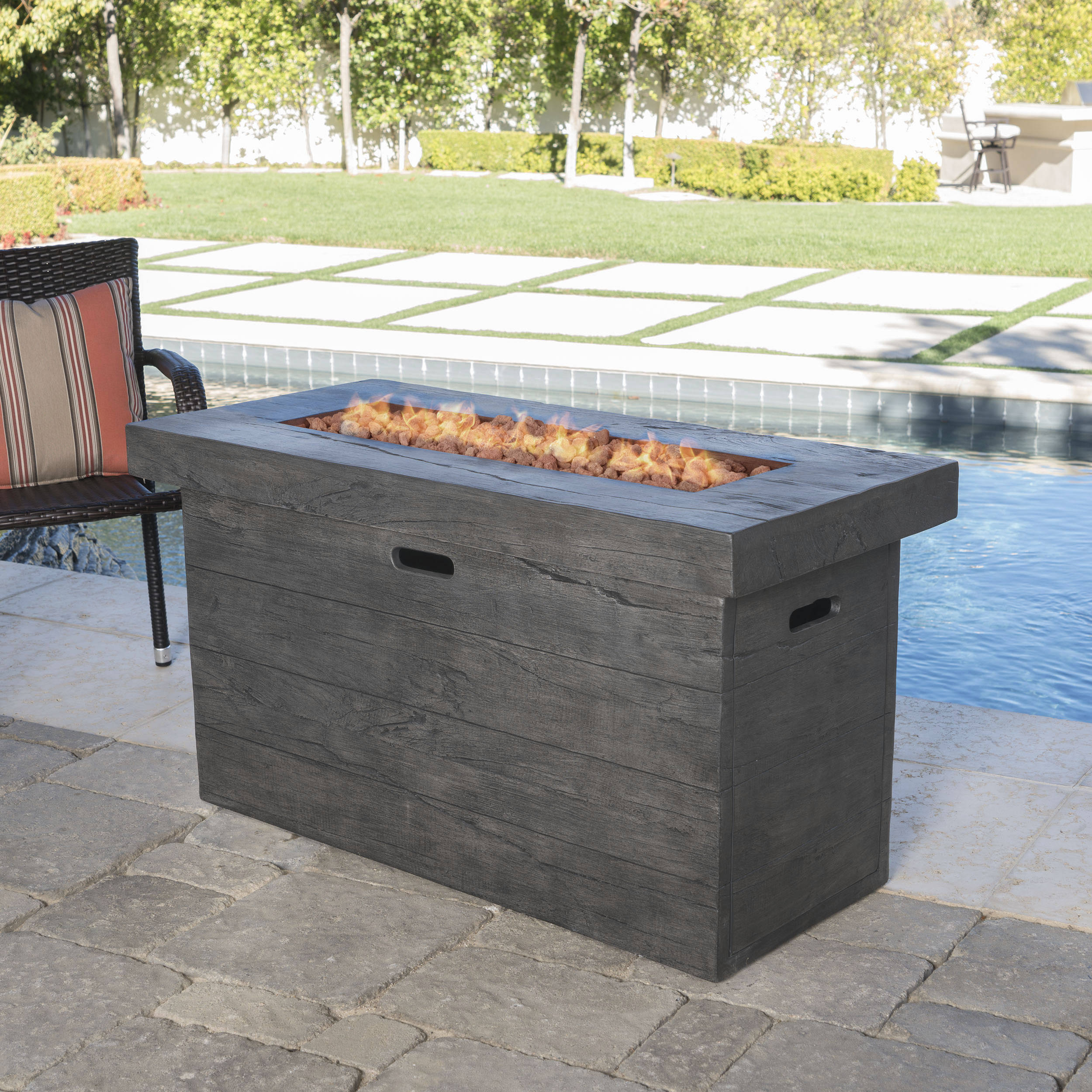 Crawford Outdoor Rectangular Fire Pit - 50,000 BTU, Grey, RVUKCV_NCIP Crawford Outdoor Rectangular Fire Pit - 50,000 BTU, Grey, RVUKCV_NCIP