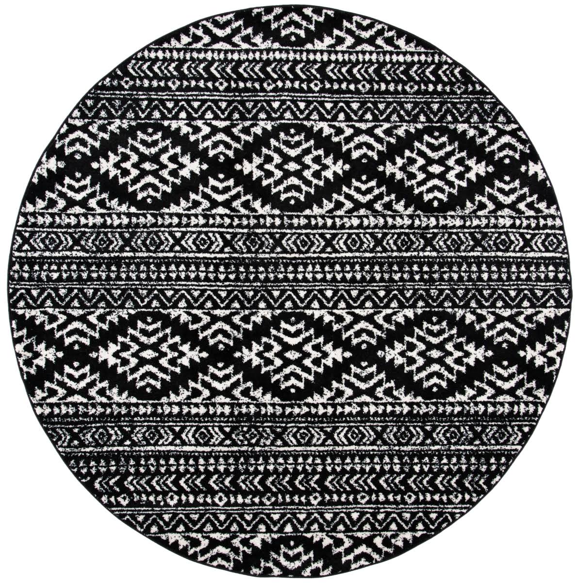 Safavieh Tulum Bora Moroccan Boho Rug - 8' x 8' Round - Black/LEALO6_H9VQ