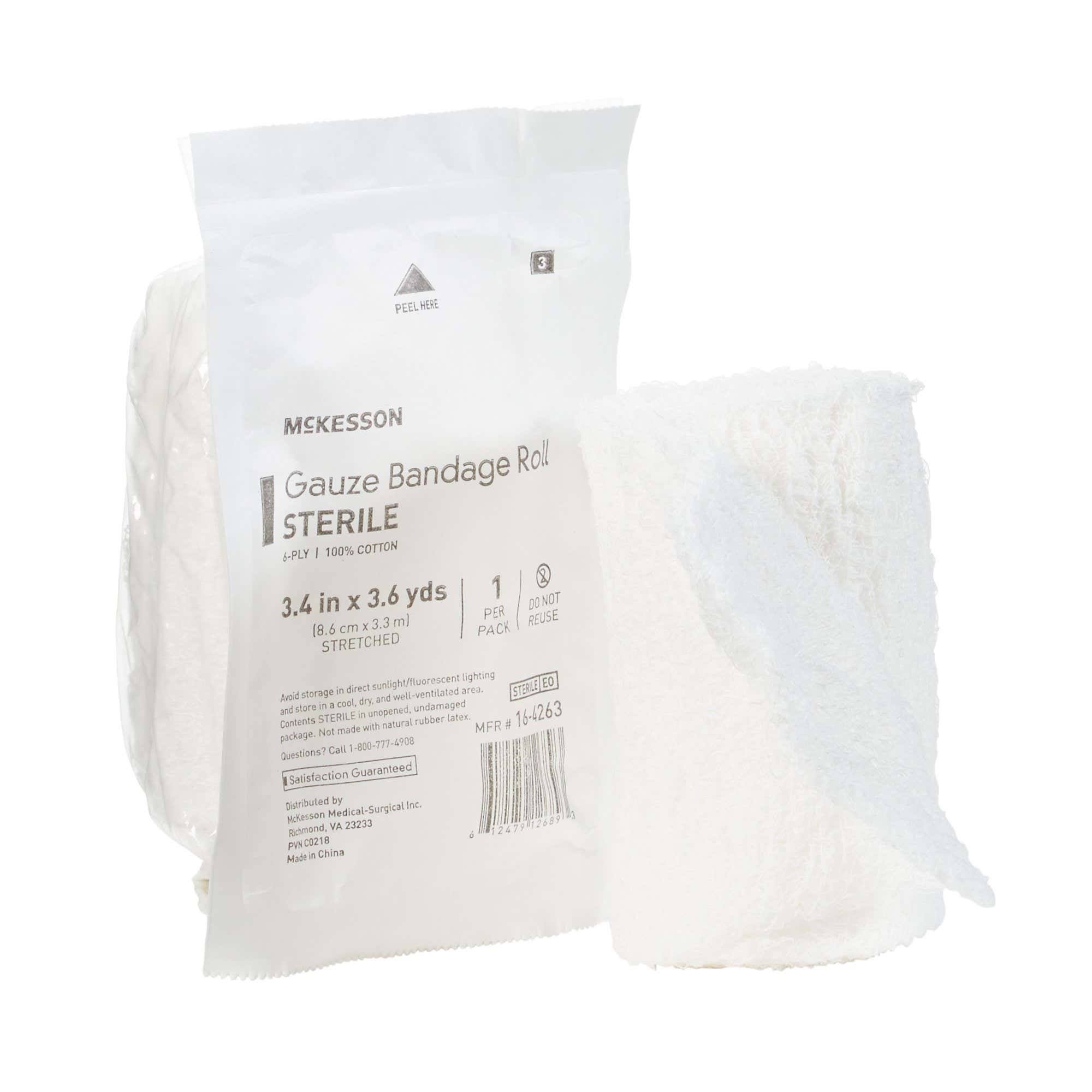 McKesson Gauze Bandage Roll | 3.4 inch x 3.6 Yards, Sterile | Case/I7TO1P_B61Y McKesson Gauze Bandage Roll | 3.4 inch x 3.6 Yards, Sterile | Case/I7TO1P_B61Y