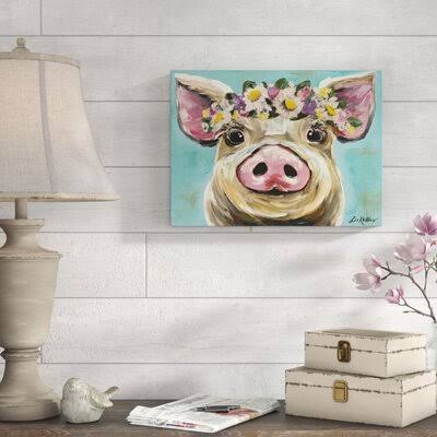 Pig Rosie Flower Crown 3' Acrylic Painting Print on Wrapped Canvas August Grove Size: 35 UFOIQD_BO7W Pig Rosie Flower Crown 3' Acrylic Painting Print on Wrapped Canvas August Grove Size: 35 UFOIQD_BO7W