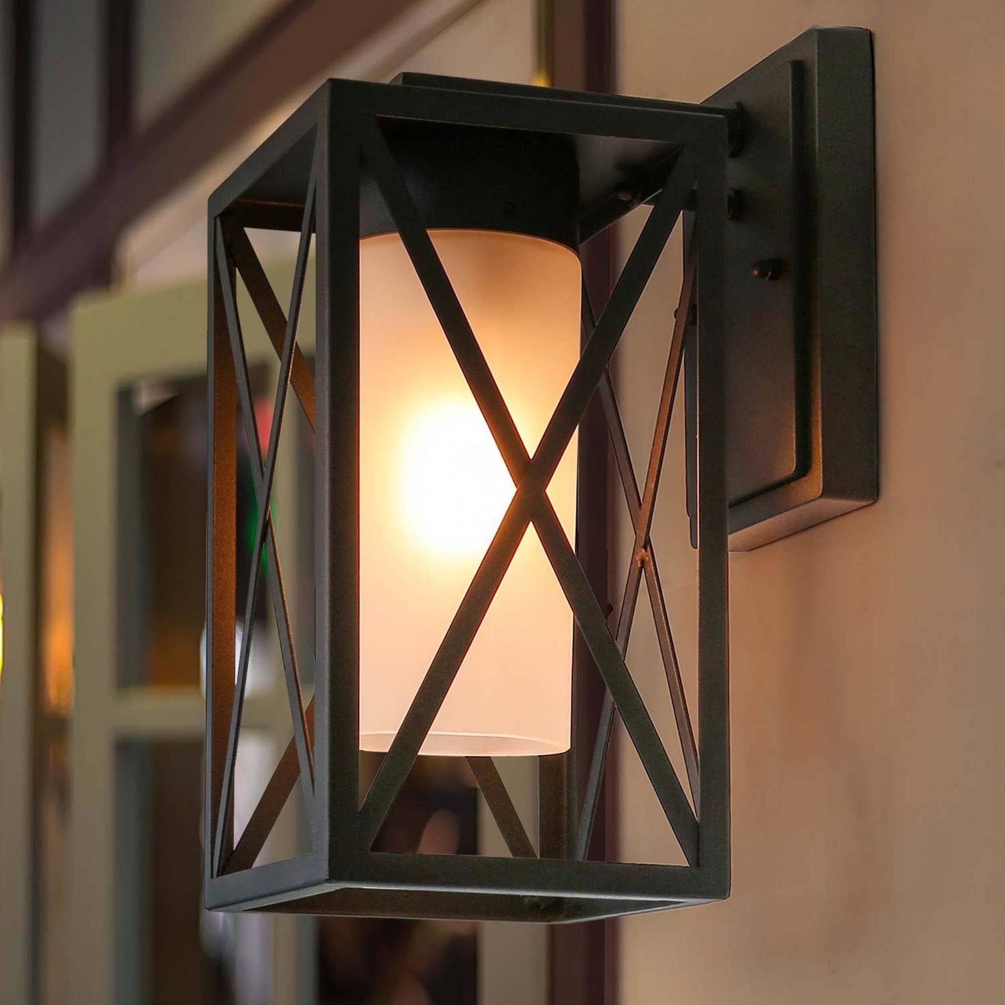 Traditional Black Metal 1-Light Glass Shade Outdoor Sconces Wall 0FHK6A_HDNX Traditional Black Metal 1-Light Glass Shade Outdoor Sconces Wall 0FHK6A_HDNX