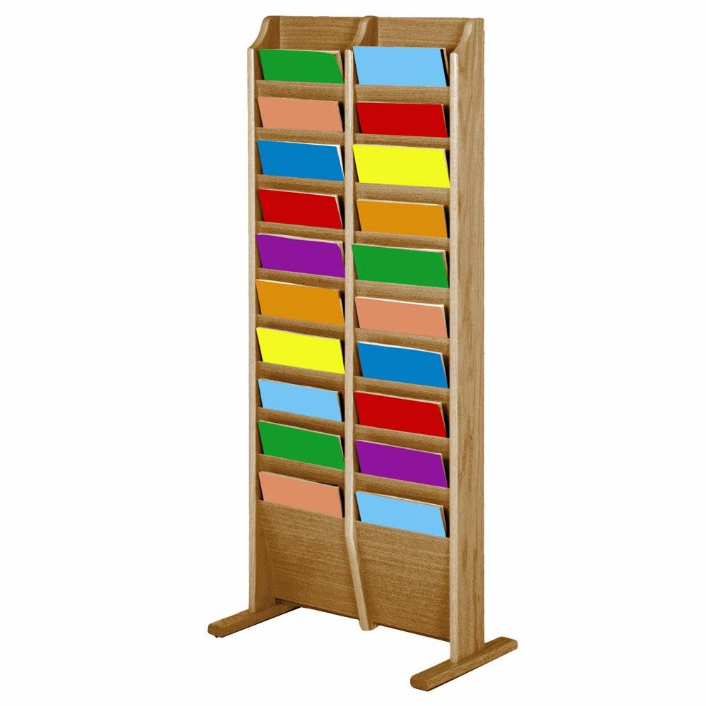 Wooden Mallet 20-Pocket Cascade Free-Standing Magazine Rack, Light XZXVFL_VSSP Wooden Mallet 20-Pocket Cascade Free-Standing Magazine Rack, Light XZXVFL_VSSP
