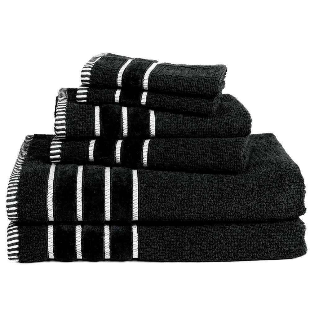 Lavish Home 6-Piece Black Combed Cotton Towel QQDF17_P6LL Lavish Home 6-Piece Black Combed Cotton Towel QQDF17_P6LL
