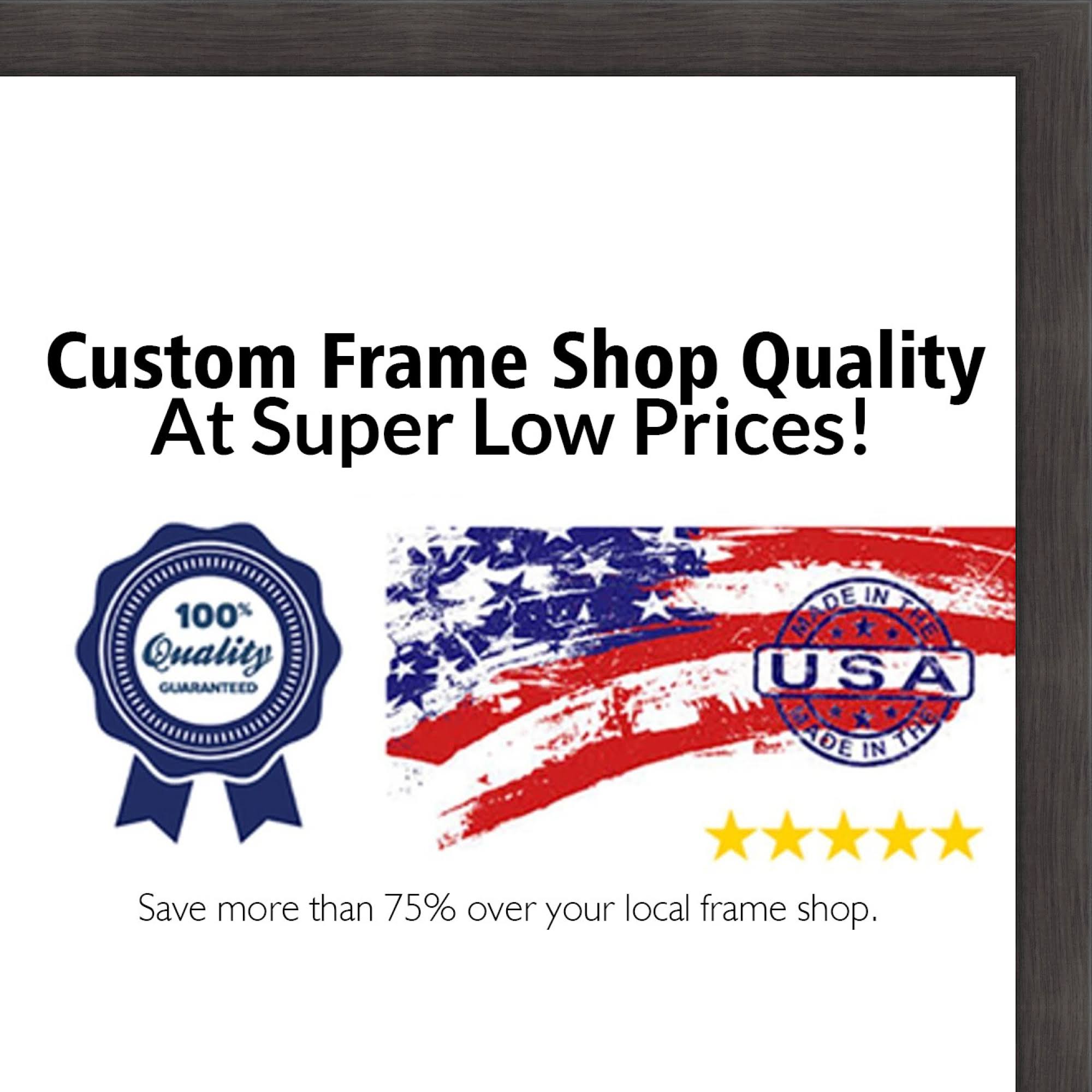 CustomPictureFrames 14x36 - 14 x 36 Charcoal Flat Solid Wood Frame with UV Framer's Acrylic Foam Board Backing - Great EL25XC_6RHR
