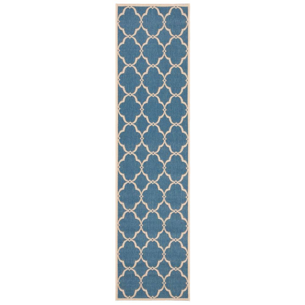 Safavieh Beach House Blue/Cream 2 ft. x 12 ft. Trellis Geometric Indoor/Outdoor Runner T010IW_CYQJ Safavieh Beach House Blue/Cream 2 ft. x 12 ft. Trellis Geometric Indoor/Outdoor Runner T010IW_CYQJ