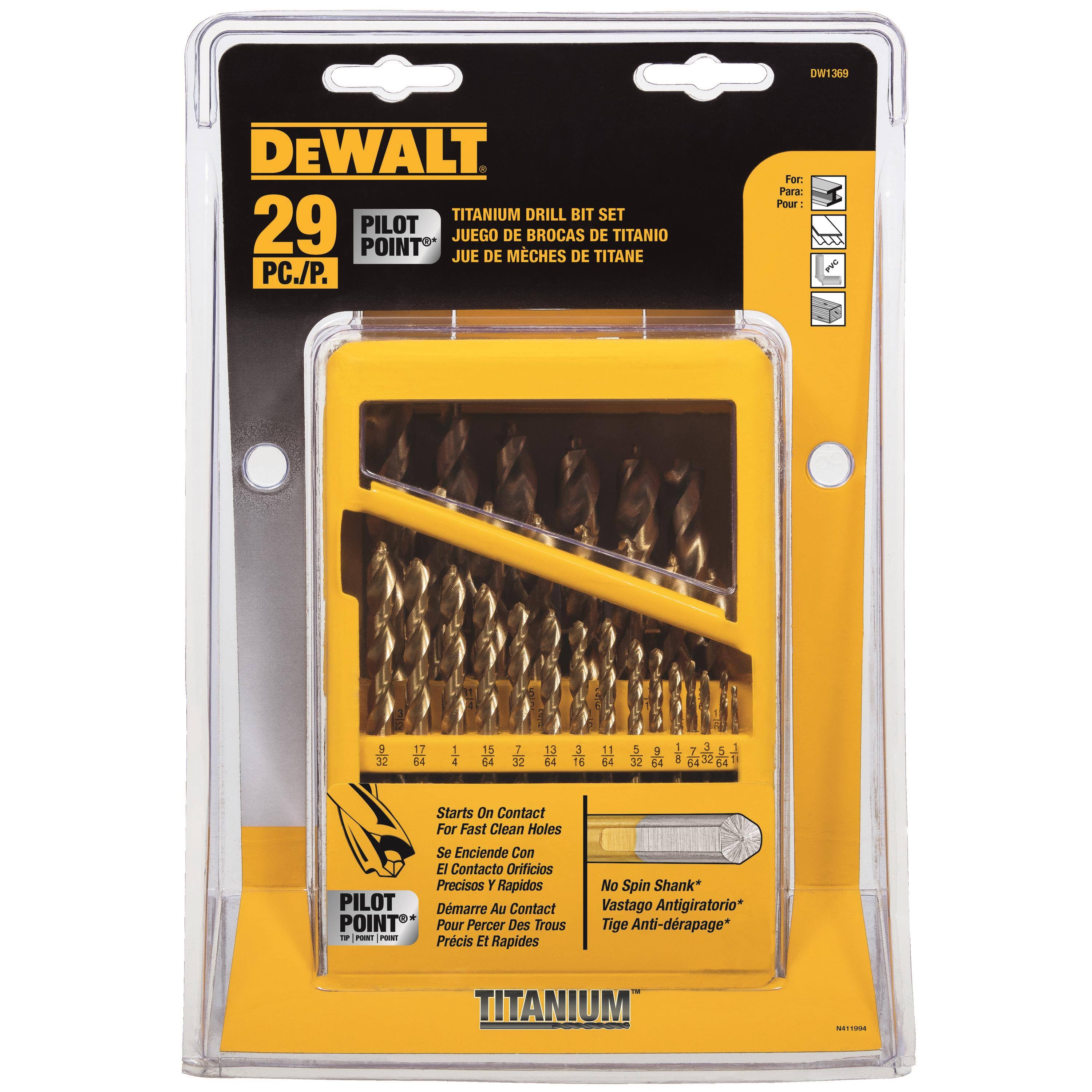 DeWalt DW1369 29-Piece Pilot Point Titanium Drill Bit F0N0A8_UESO