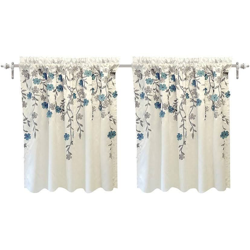Driftaway Isabella Faux Silk Embroidered Kitchen Tiers Embroidered Crafted Flower 2 Tiers, Size 30'Wx24'Large, UEZLLU_THFL Driftaway Isabella Faux Silk Embroidered Kitchen Tiers Embroidered Crafted Flower 2 Tiers, Size 30'Wx24'Large, UEZLLU_THFL