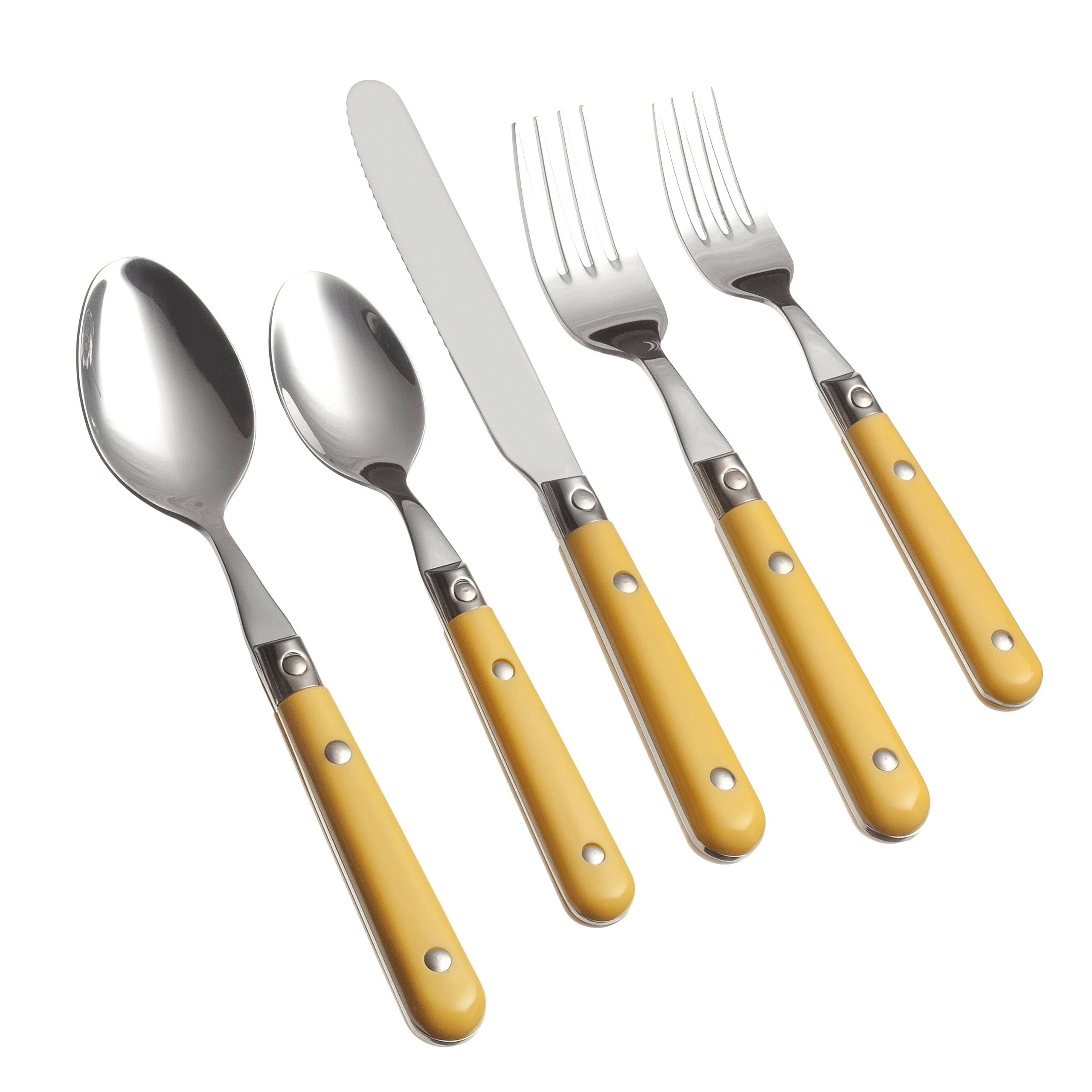 Ginkgo Le Prix 20-Piece Mimosa Yellow Stainless Steel Flatware HSRMKQ_8PWV