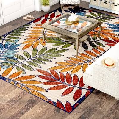 Lahaina Floral Gold/Green/Blue Indoor / Outdoor Area Rug Sol 72 Outdoor Rug Size: Rectangle 7'10 FAKVRW_3PBP Lahaina Floral Gold/Green/Blue Indoor / Outdoor Area Rug Sol 72 Outdoor Rug Size: Rectangle 7'10 FAKVRW_3PBP