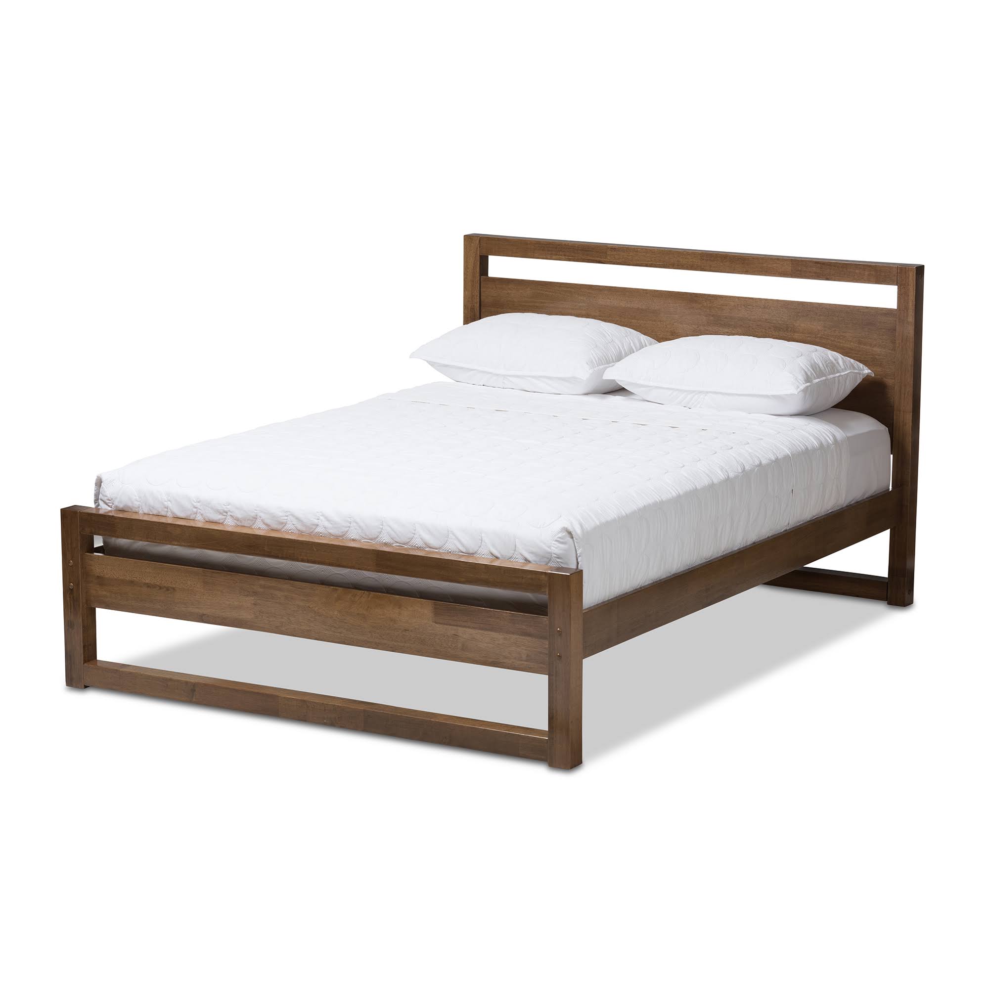 Baxton Studio Torino Mid-Century Modern Solid Walnut Wood Open Frame Style King Size Platform BWGAQU_EYSJ Baxton Studio Torino Mid-Century Modern Solid Walnut Wood Open Frame Style King Size Platform BWGAQU_EYSJ