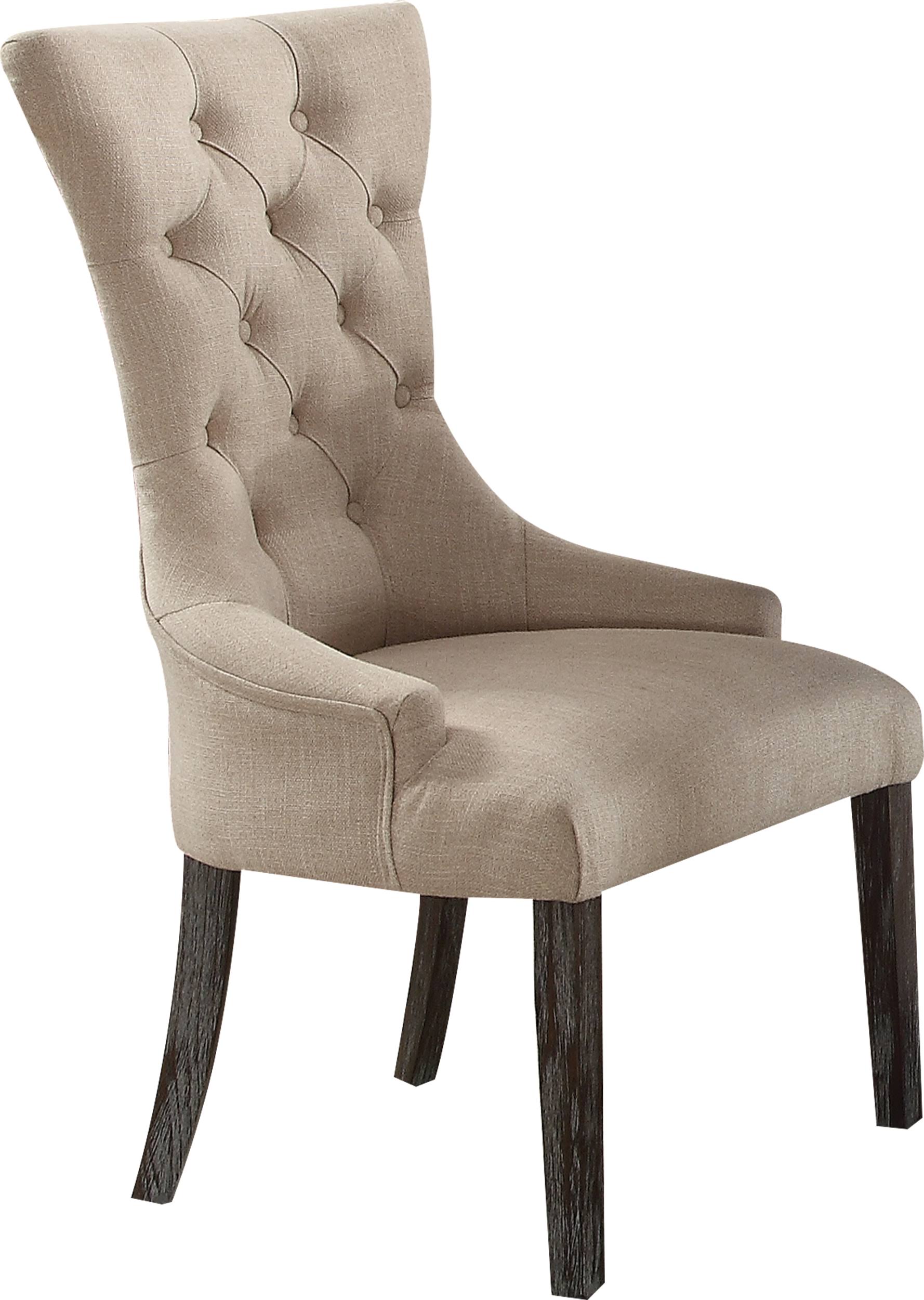 Acme Gerardo Dining Arm Chair Beige Linen Weathered Espresso (Set of 2) LAAN7S_RHTX Acme Gerardo Dining Arm Chair Beige Linen Weathered Espresso (Set of 2) LAAN7S_RHTX