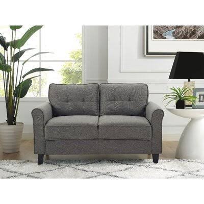 Lifestyle Solutions Phillip Loveseat with Upholstered Fabric Rolled Arms, Heather Gray | NOJ2BO_K5ID