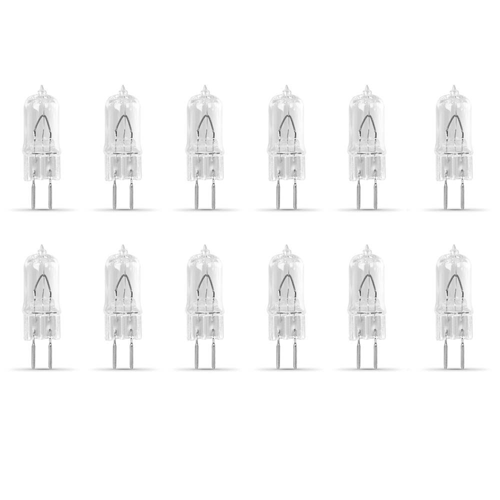 Feit Electric 100-Watt Bright White (2700K) T4 GY6.35 Bi-Pin Base Dimmable Decorative Halogen Light Bulb (12-Pack) JZH3XY_CZIA