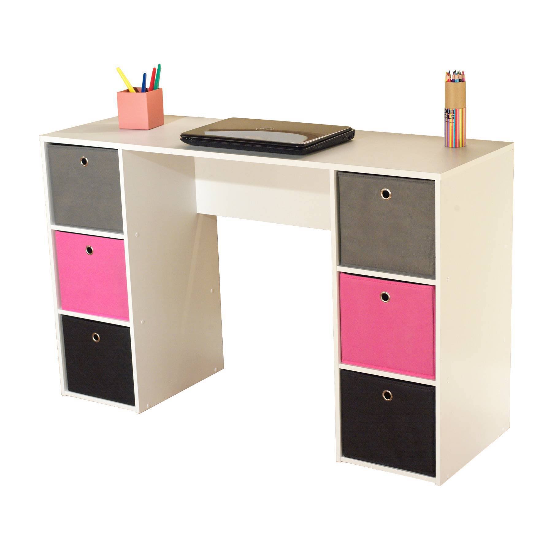 Writing Desk with 6 Bins Bin Color Pink / Black / CCYIXG_HQ6V Writing Desk with 6 Bins Bin Color Pink / Black / CCYIXG_HQ6V