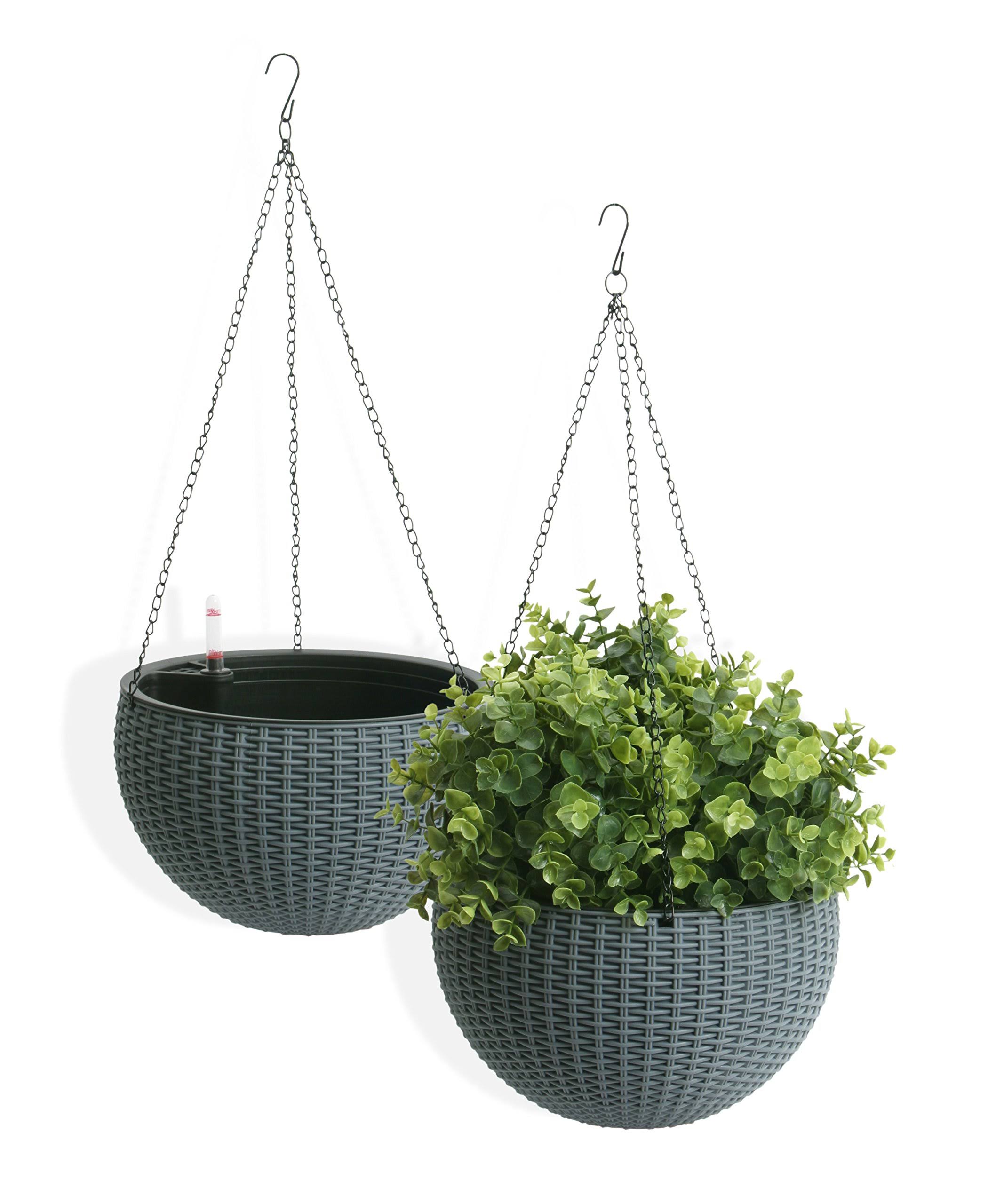 Algreen Self Watering Modena Wicker Hanging Basket RLXJ83_COSD Algreen Self Watering Modena Wicker Hanging Basket RLXJ83_COSD